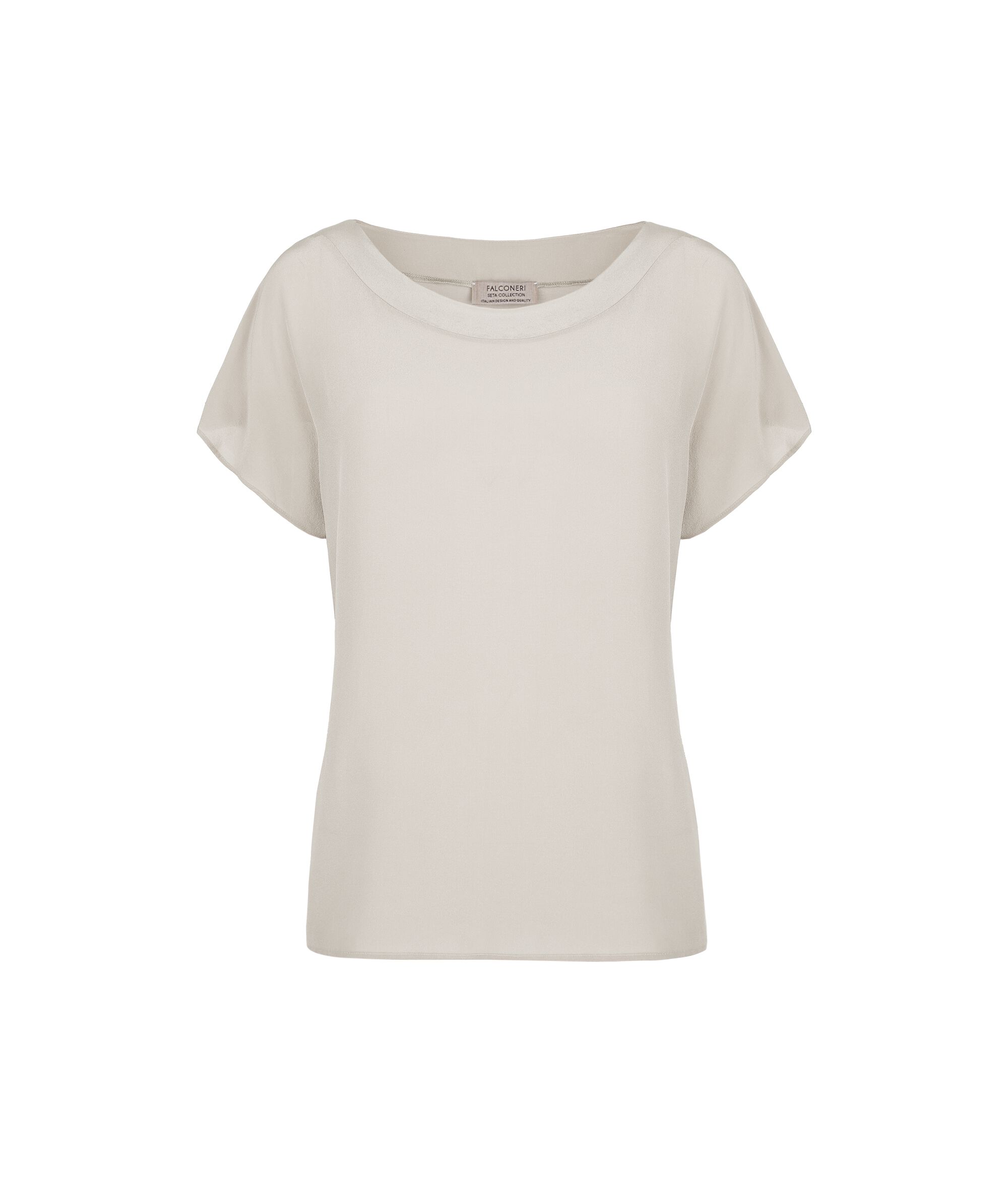 Tricou cu decolteu bărcuță din mătase și modal