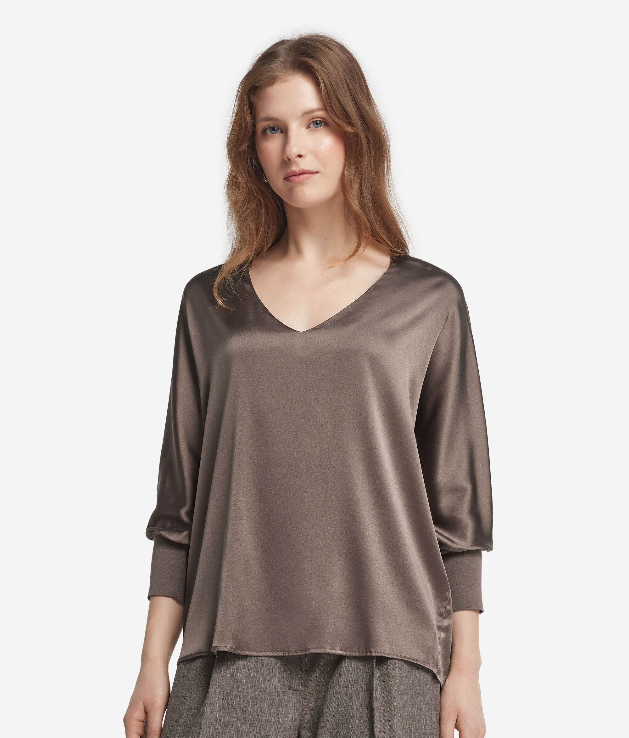 Blusa Scollo a V in Seta