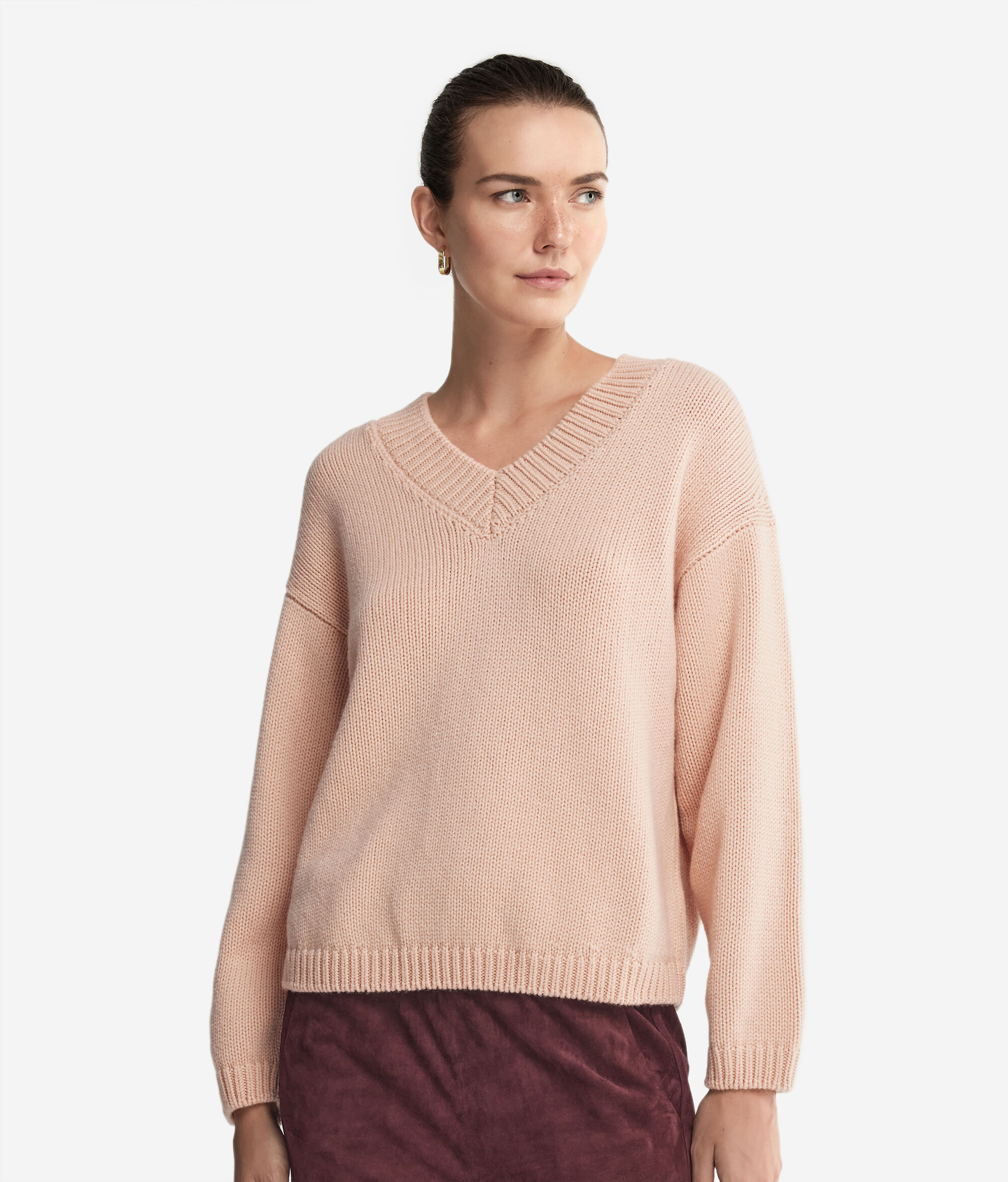 Tricot-Pullover mit V-Ausschnitt aus Kaschmir Ultrasoft