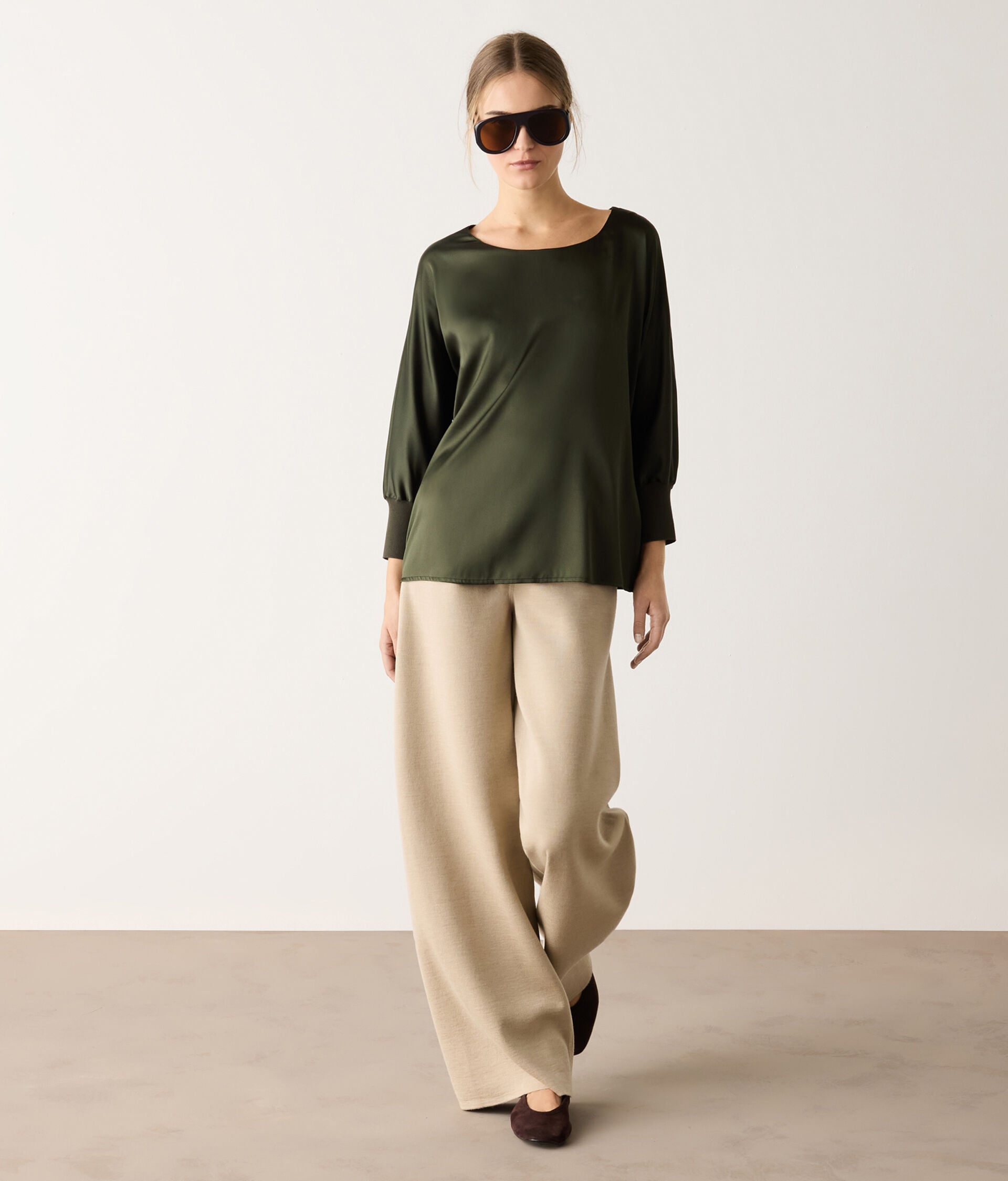 Round-Neck Silk Satin Jumper