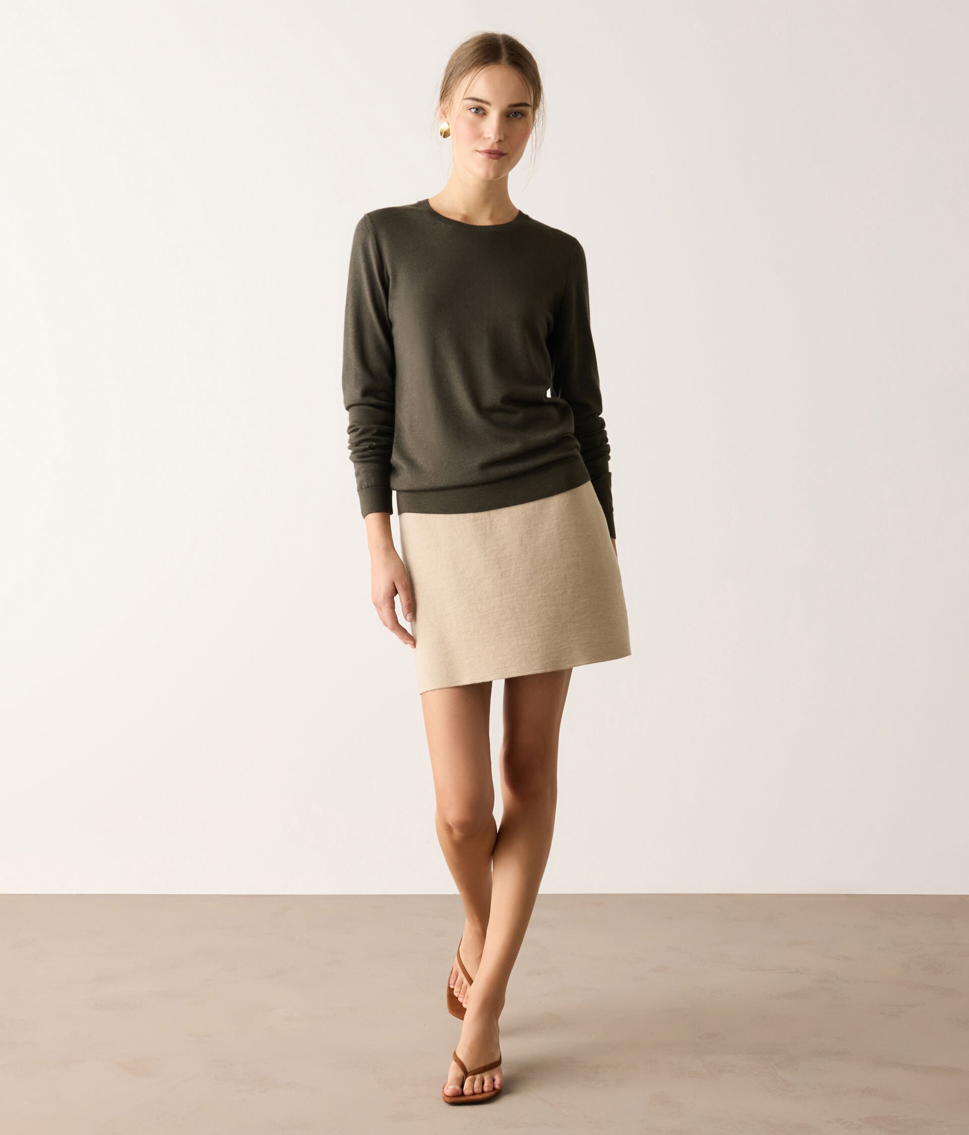 Camisola com Decote Redondo em Ultrafine Cashmere