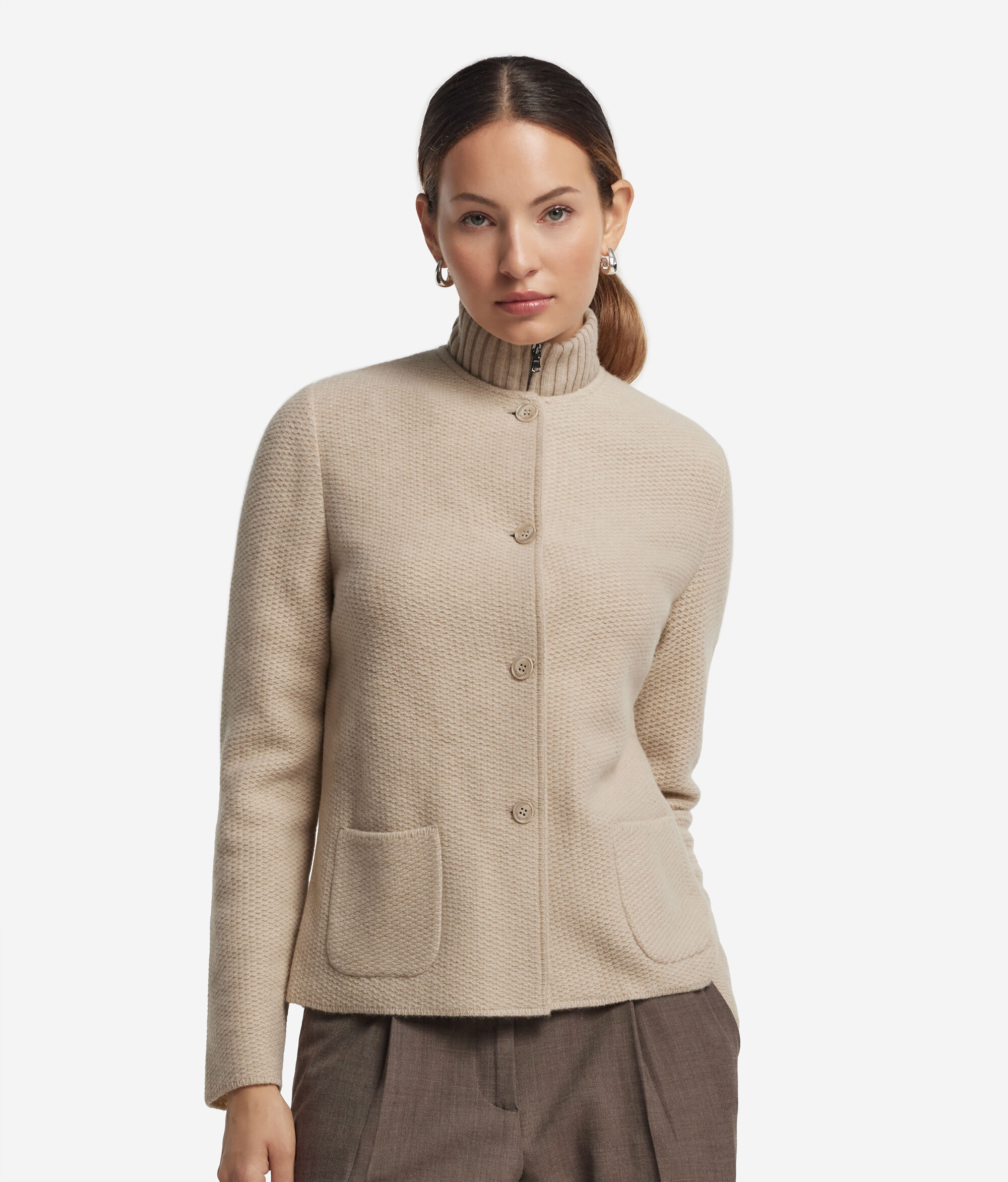 Rundhals-Blazer aus Wolle und Kaschmir