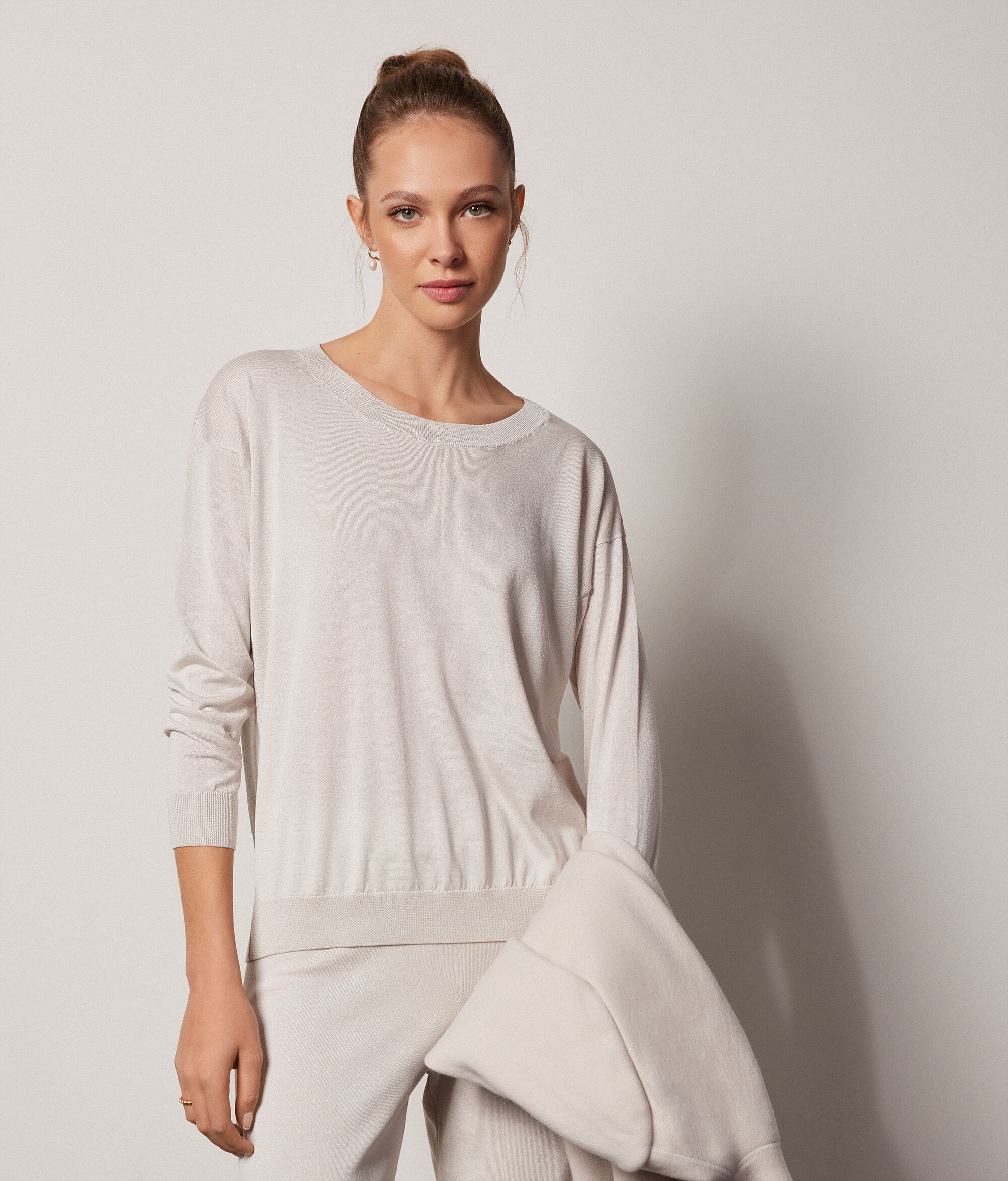 Silk and Cotton Round-Neck Jumper