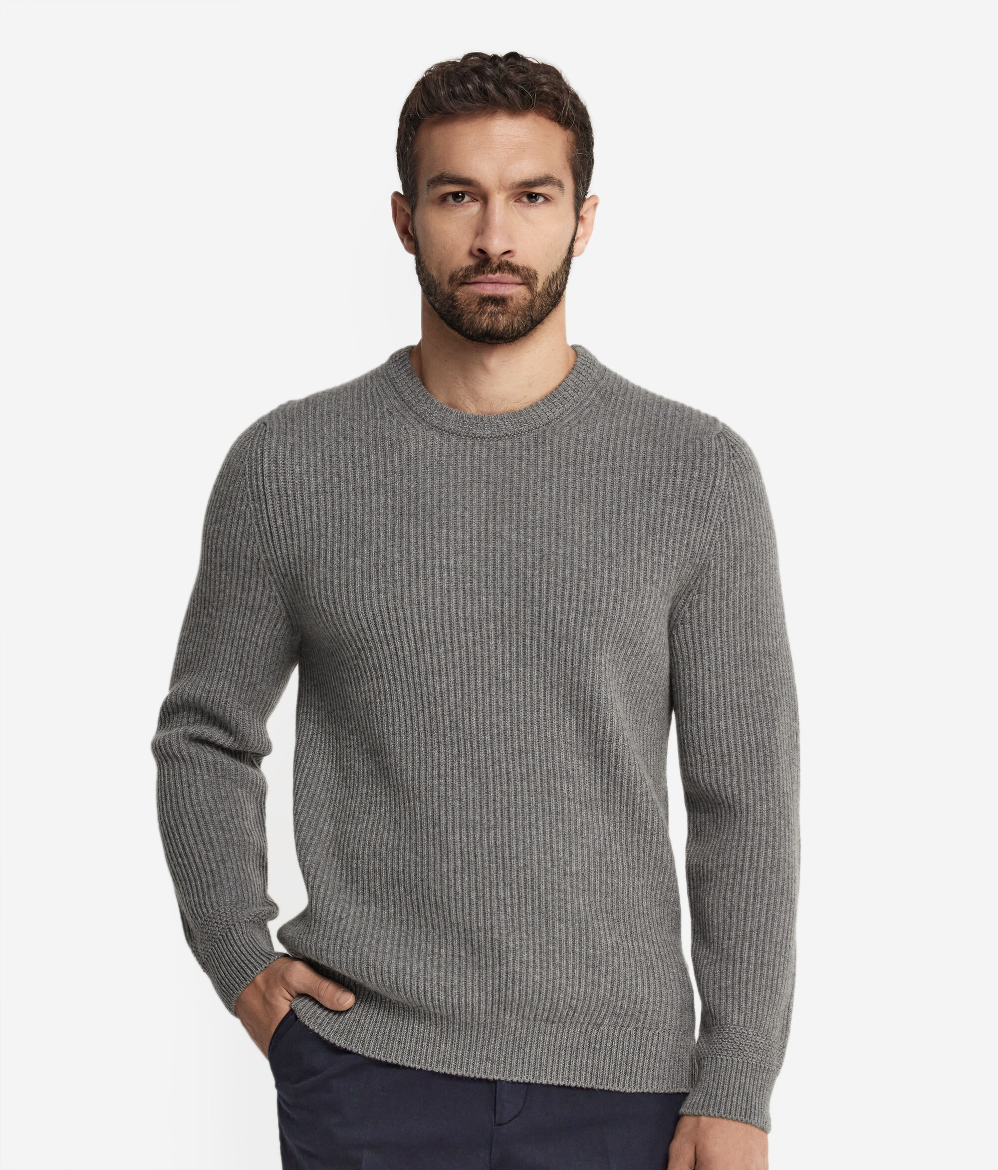 Μπλούζα με Στρογγυλή Λαιμόκοψη από Ultrasoft Cashmere με Πλέξη Αγγλικό Λάστιχο