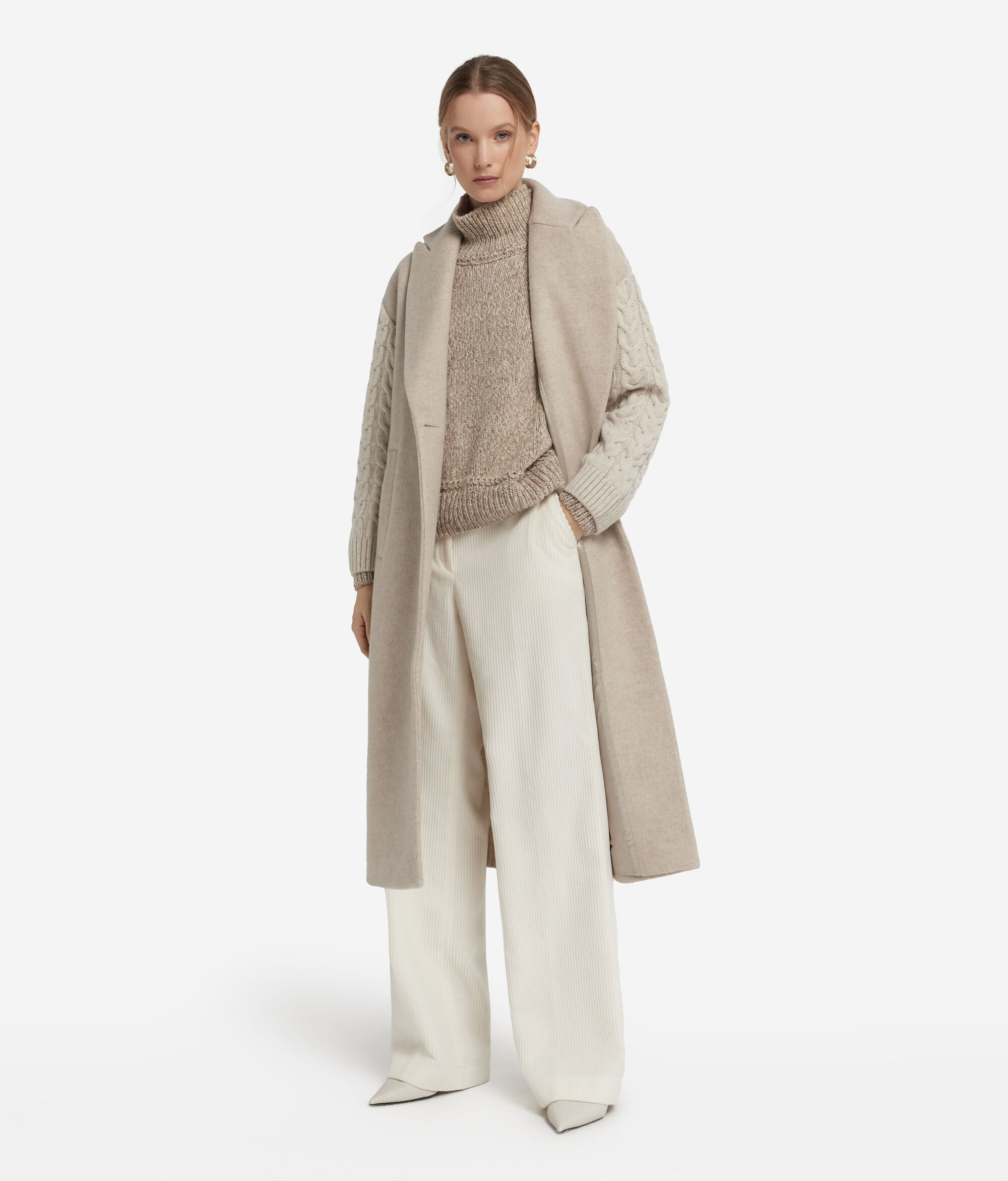 Кашемировое пальто с плетёным узором