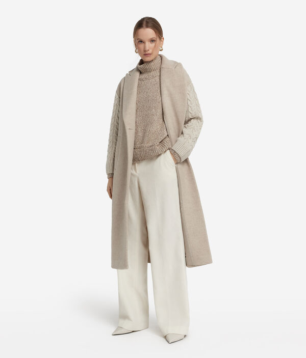 Кашемировое пальто с плетёным узором