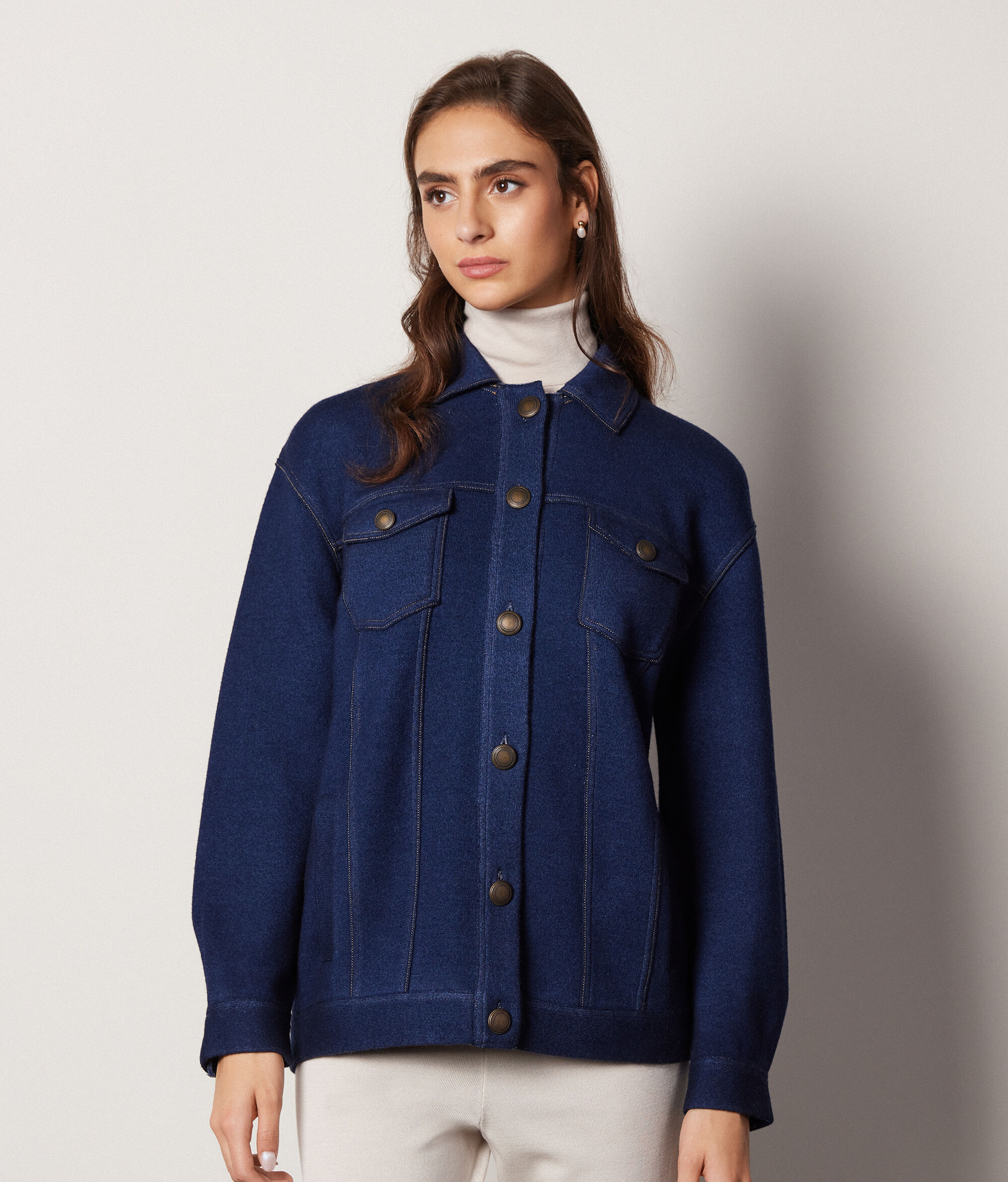 Blouson en cachemire avec surpiqûres