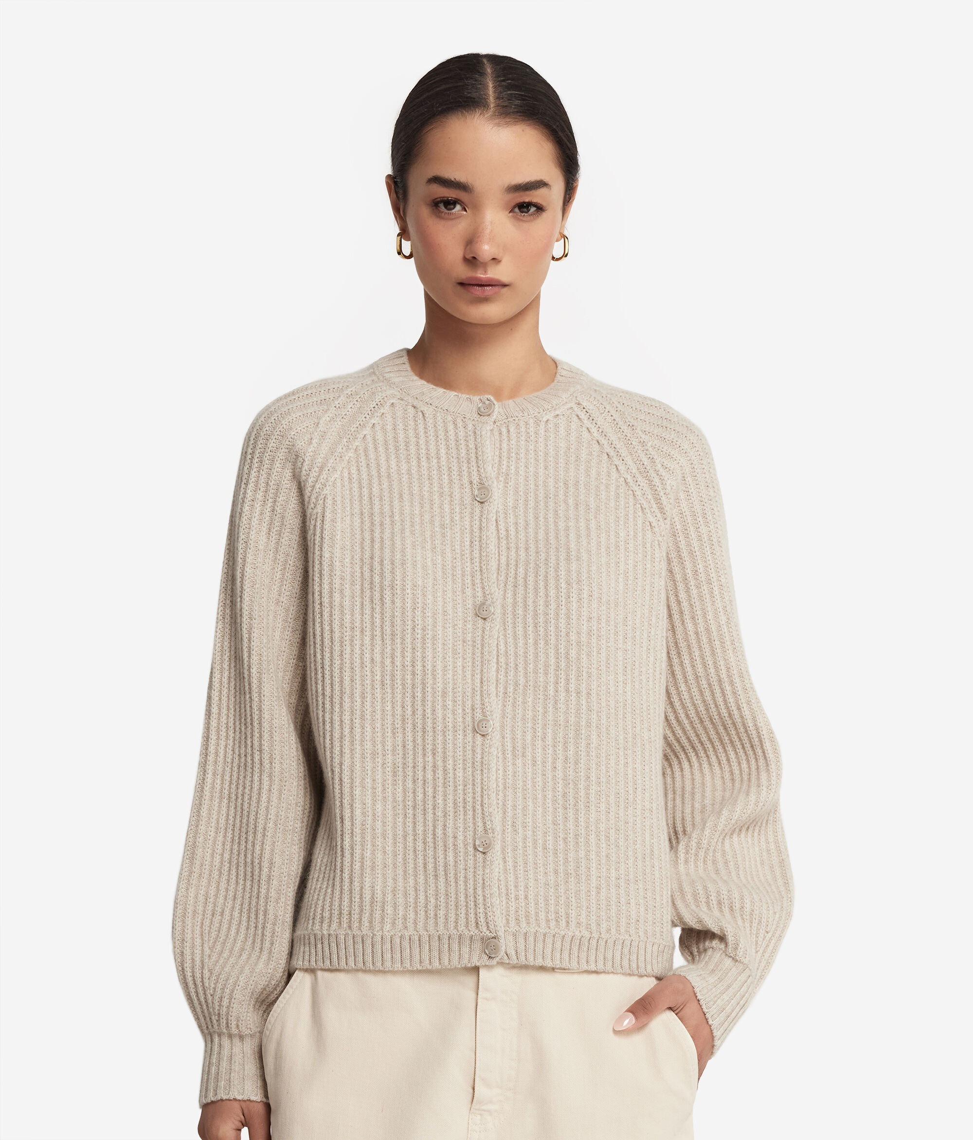 Cardigan a coste in Cashmere Ultrasoft