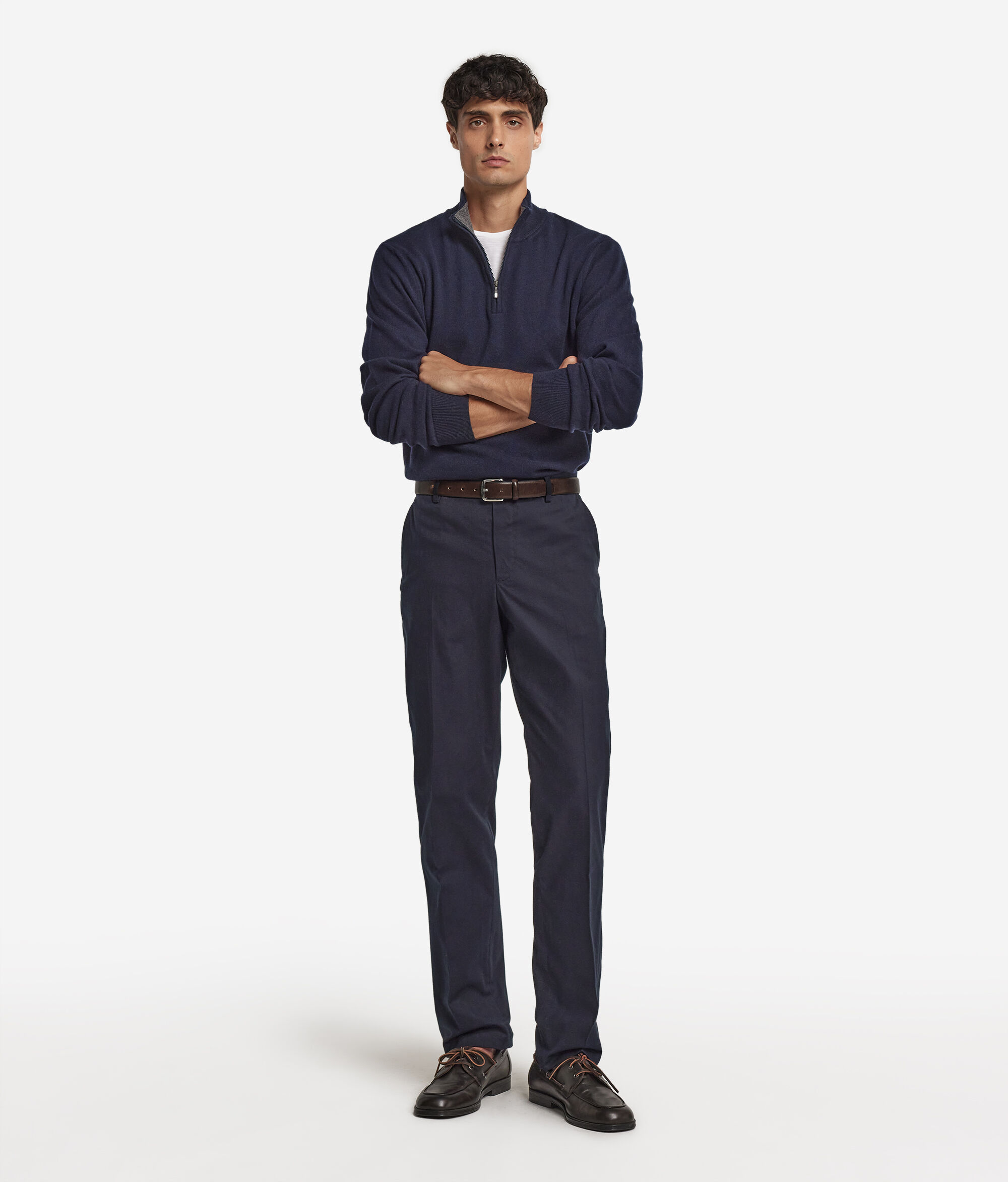 Pantalone chino spinato in cotone e cashmere