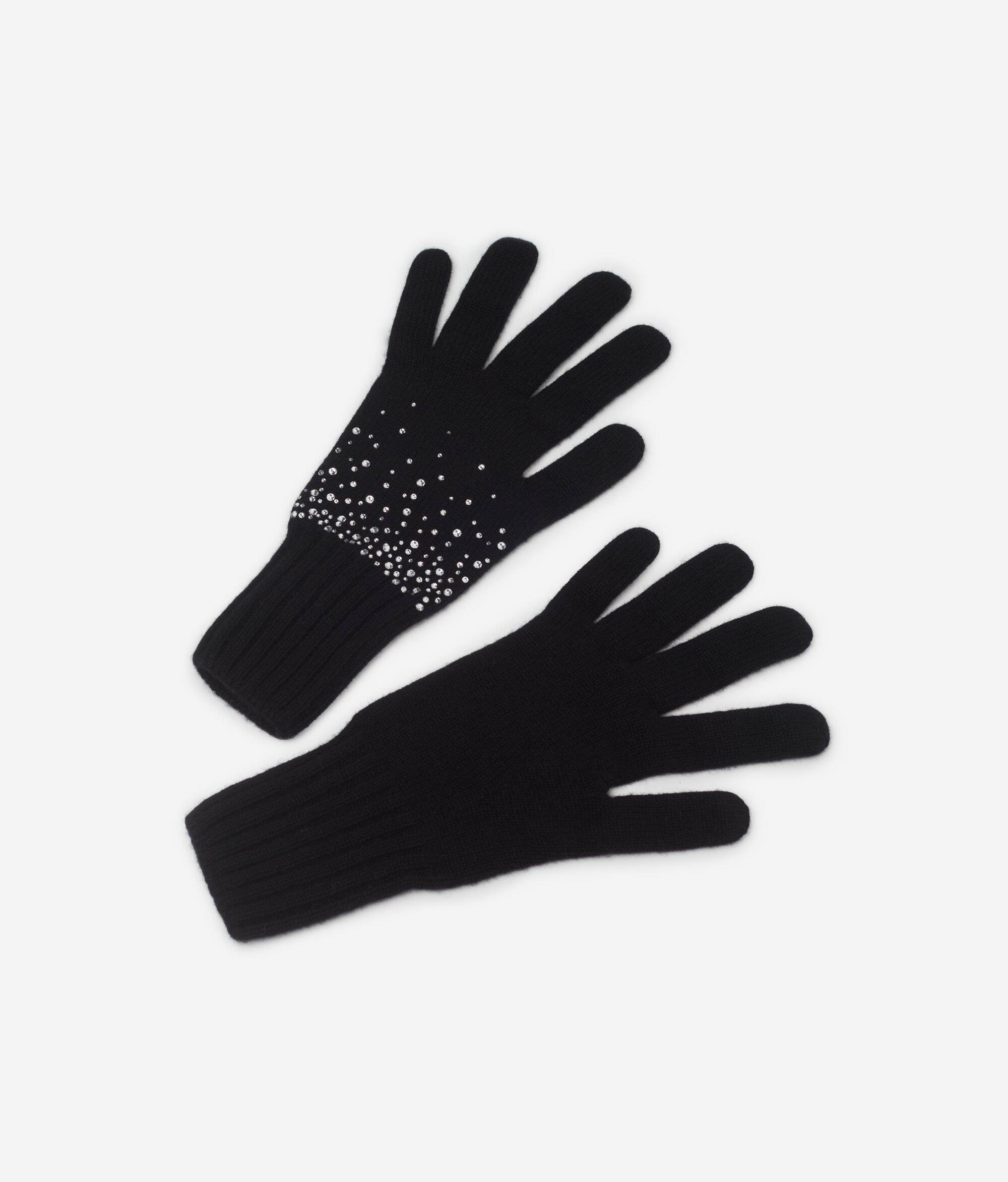 Перчатки из кашемира со стразами
