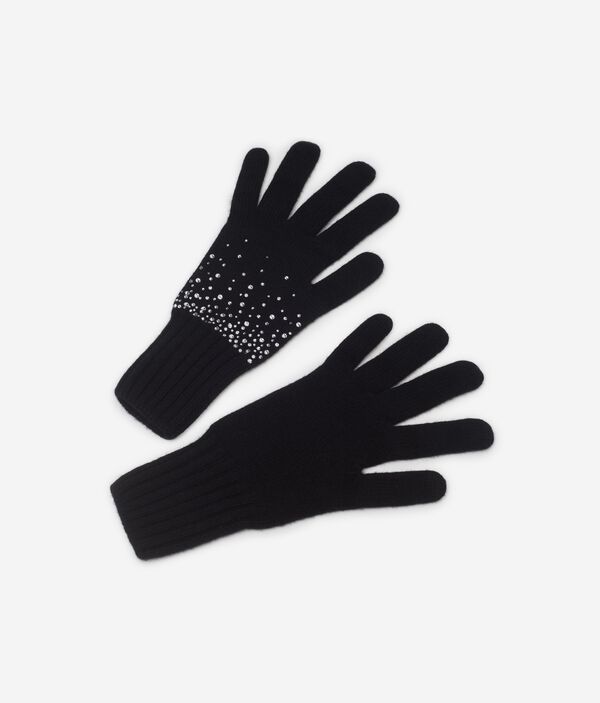 Перчатки из кашемира со стразами