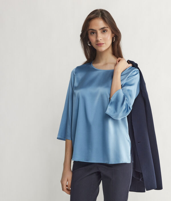 Blusa Girocollo in Raso Seta