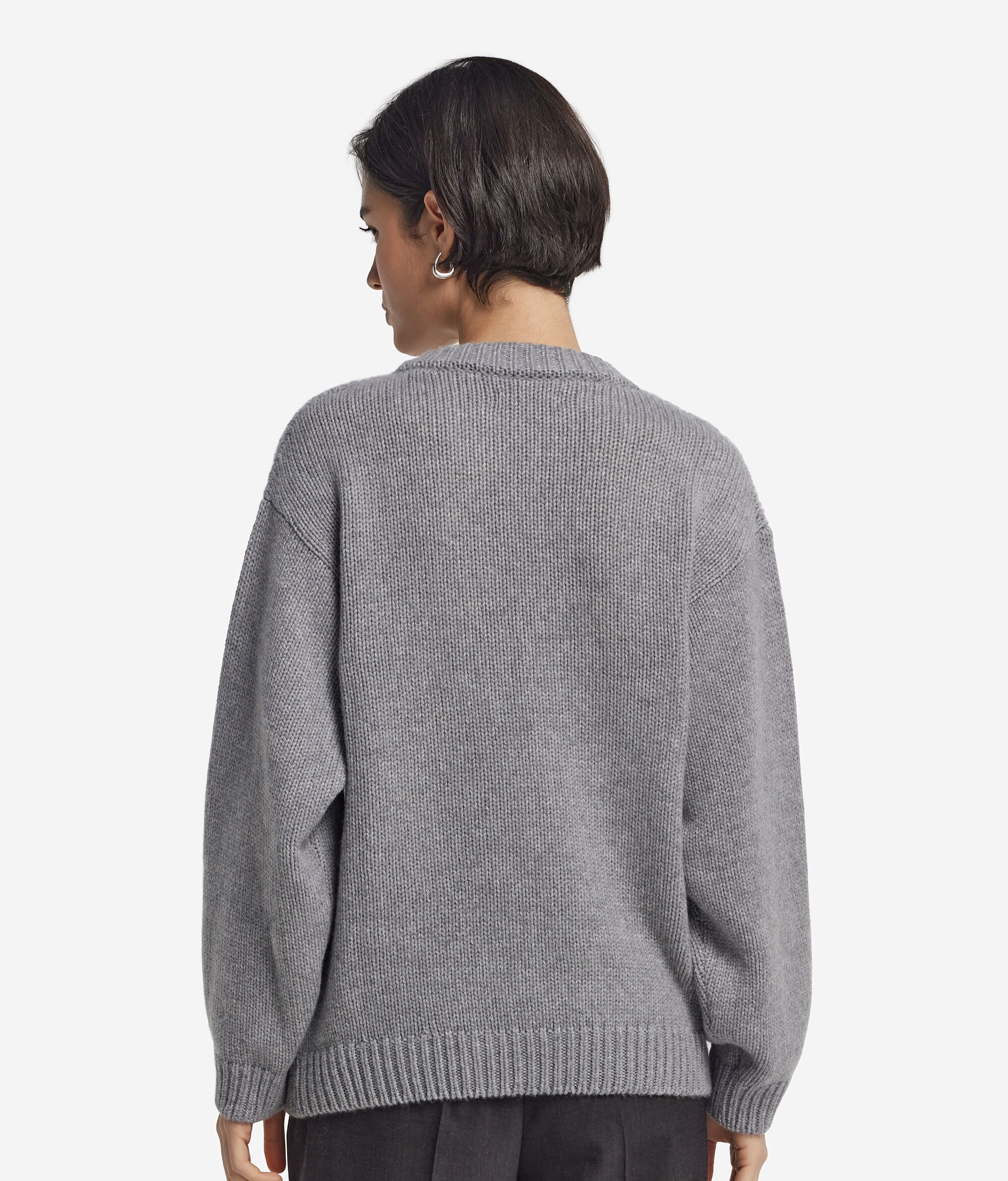 Pull à col rond en cachemire bouclé