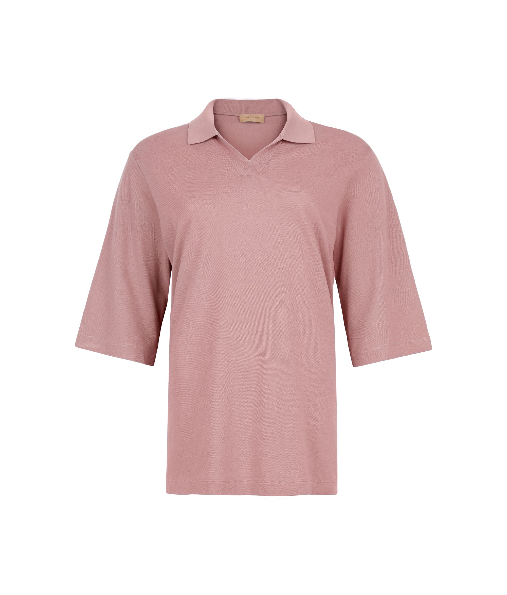 Poloshirt aus Baumwollpikee und Seide