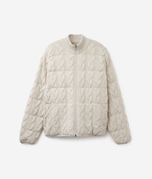 Cashmere Reversible Down Jacket with Cable Pattern
