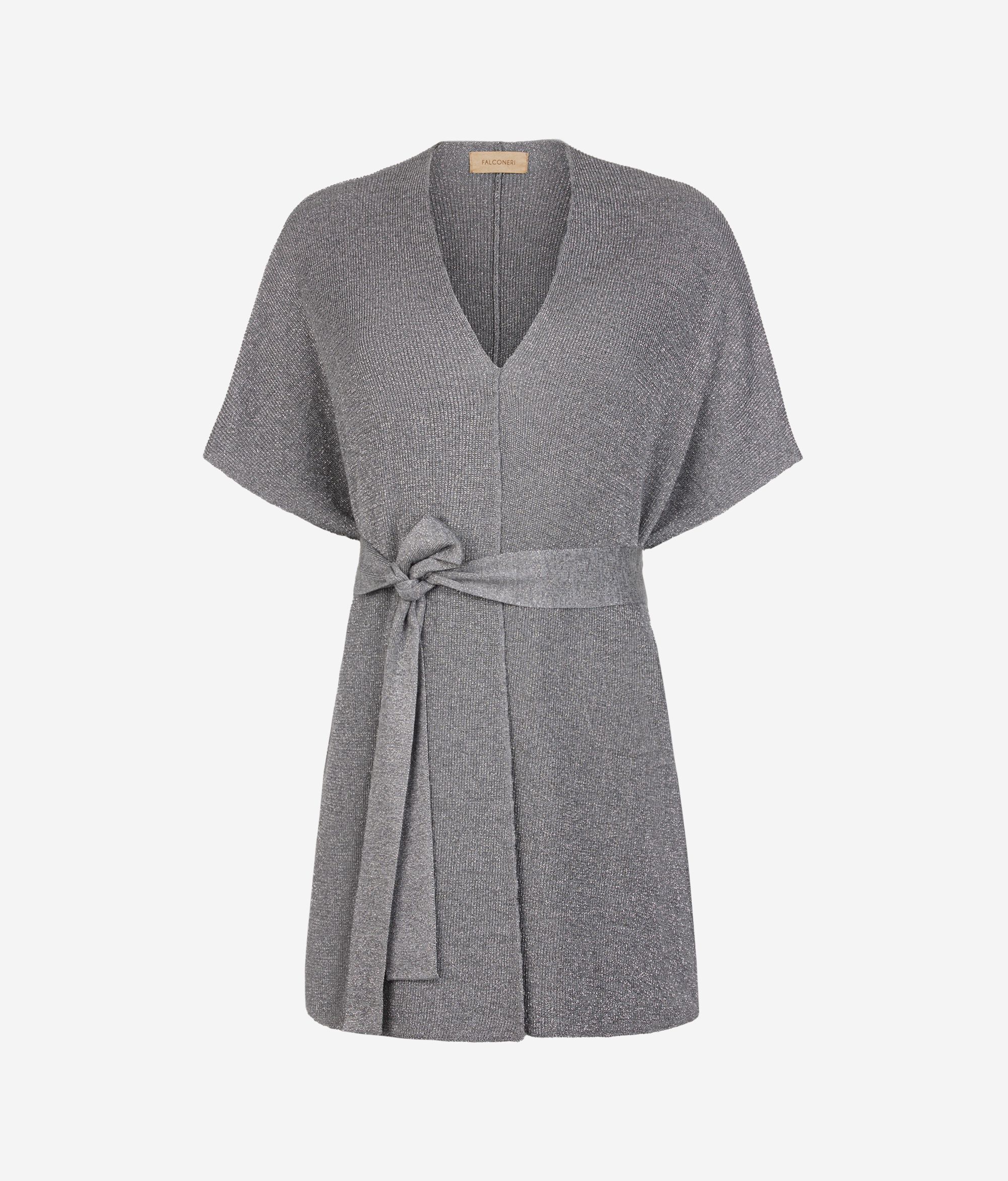 Gerippter Kimono mit Lamé-Garn