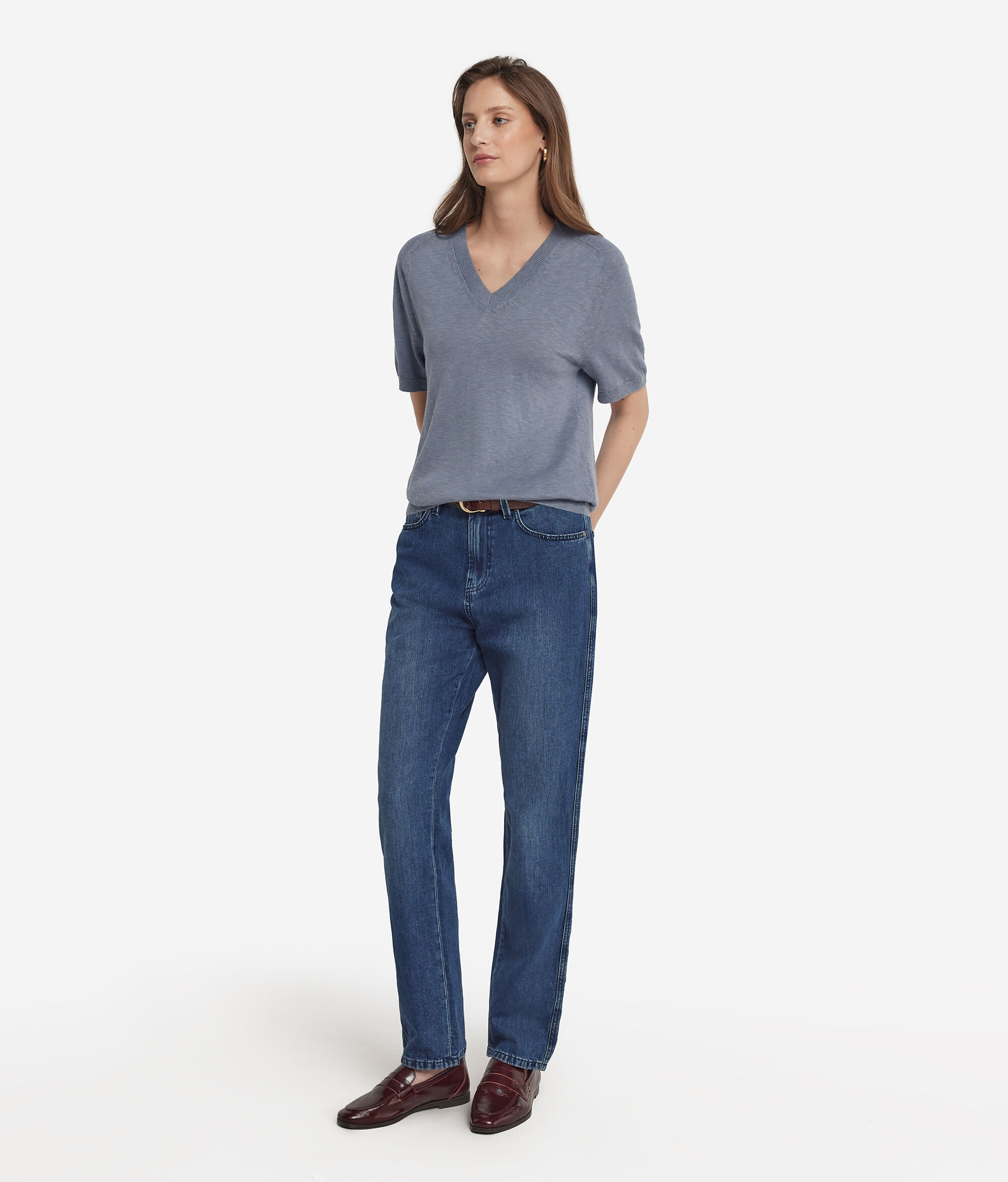 Half Sleeve V-neck Twist T-Shirt