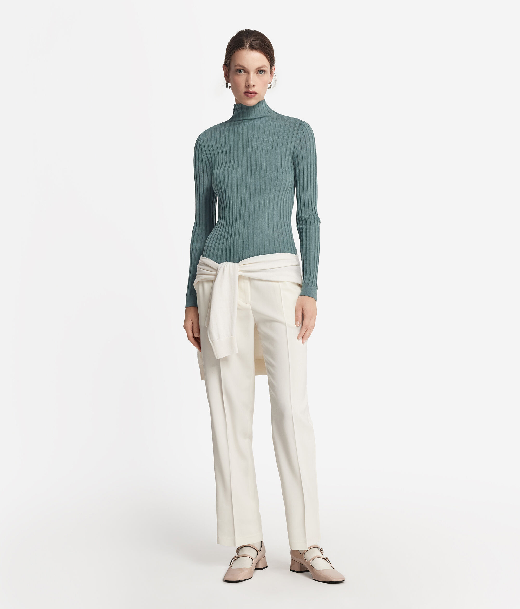 Rollkragenpullover aus flach geripptem Kaschmir Ultrafine