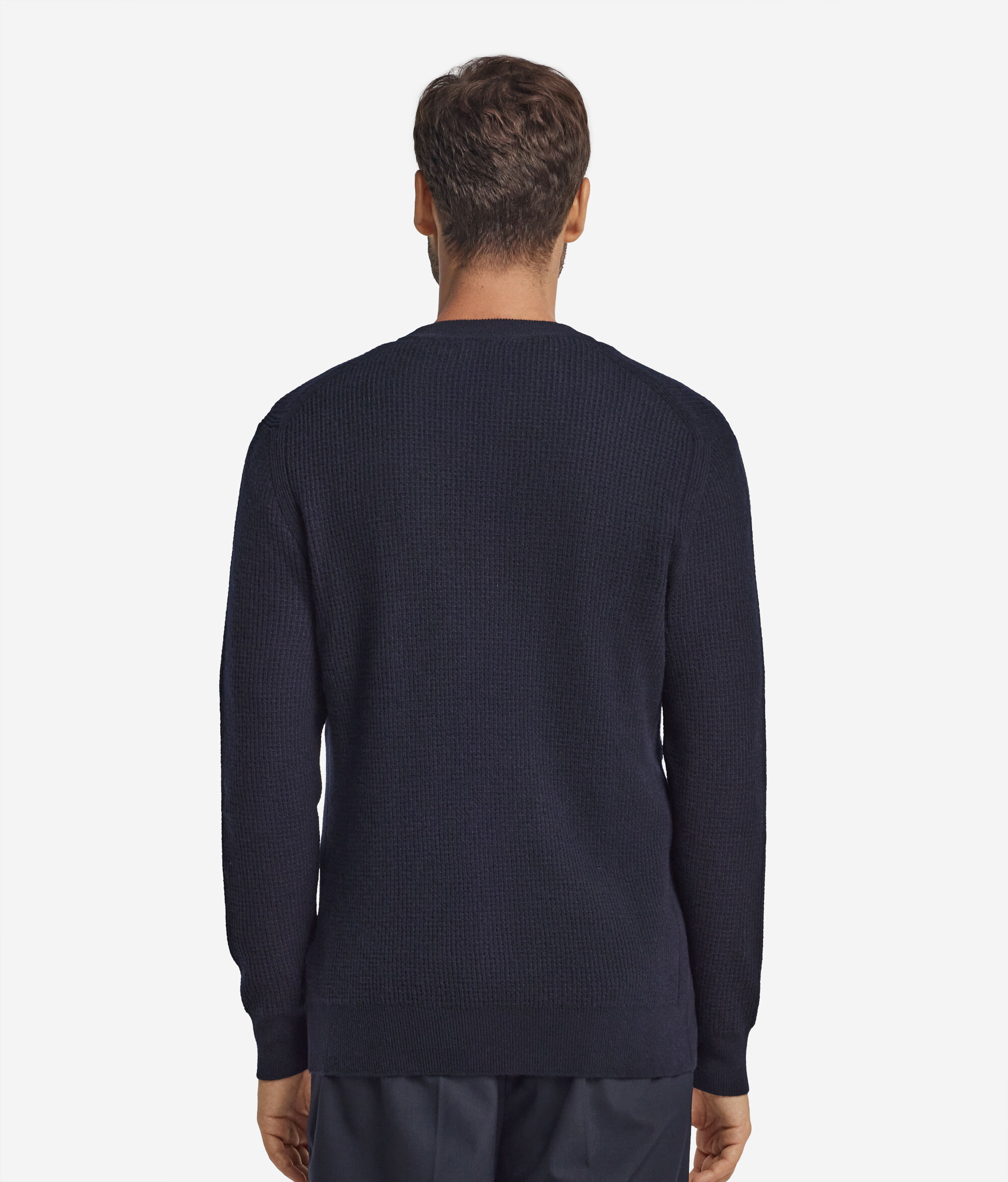 Джемпер с круглым вырезом горловины вафельной вязки из ультрамягкого кашемира