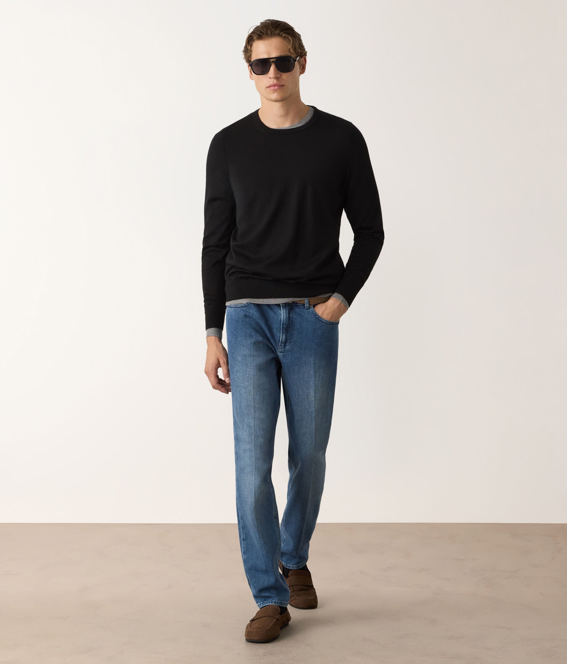 Camisola com Decote Redondo em Ultrafine Cashmere