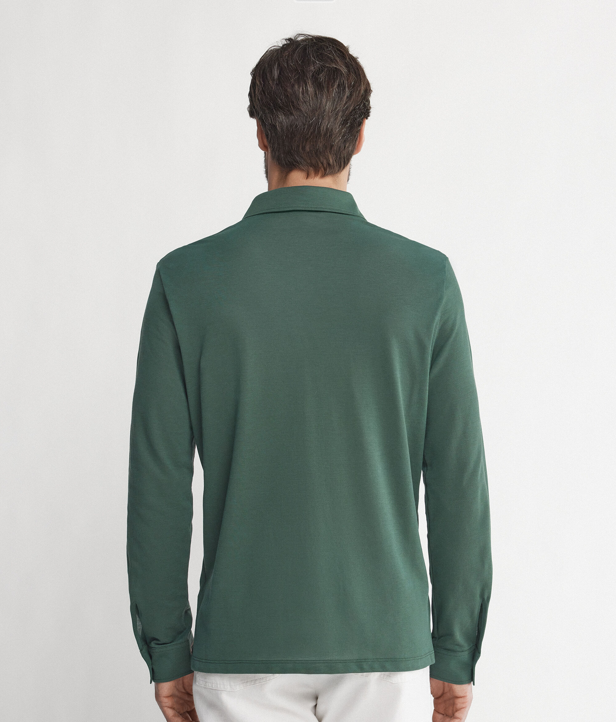 Cotton and Silk Piqué Shirt with Long Sleeves