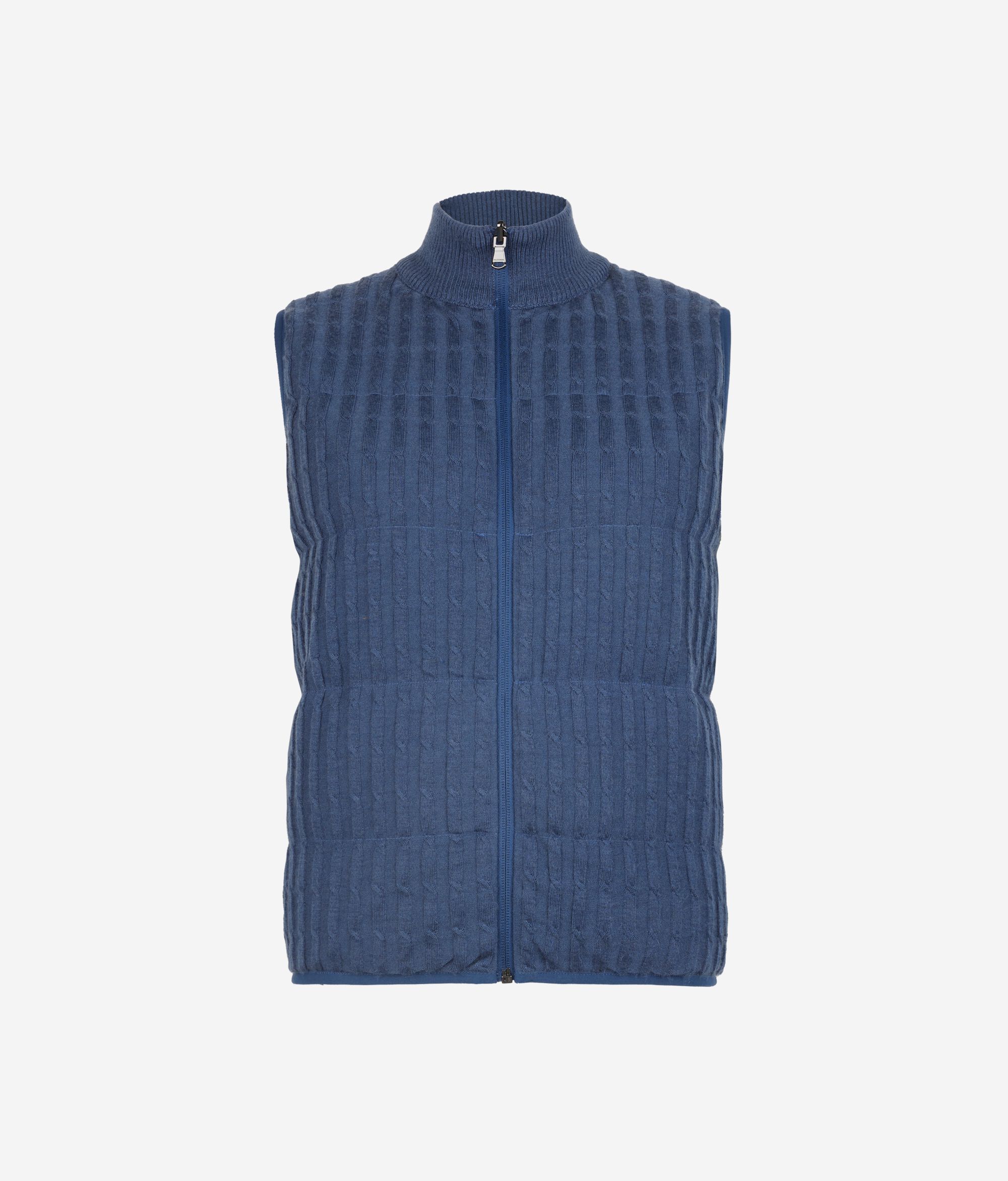 Reversible Cashmere Cable-Knit Sleeveless Short Quilted Jacket