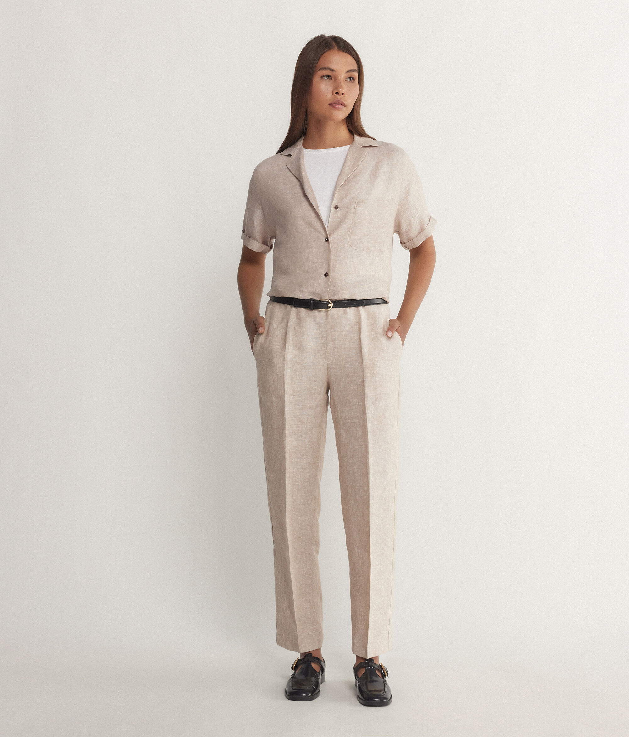 Pantalons de tub de lli