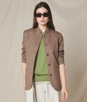 Houndstooth Cashmere Silk Jacket