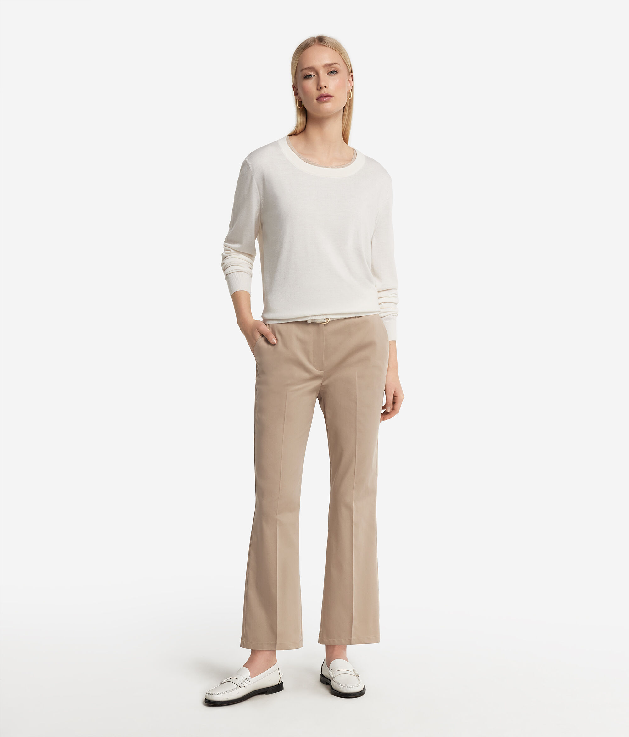 Pantalon évasé en tissu de coton