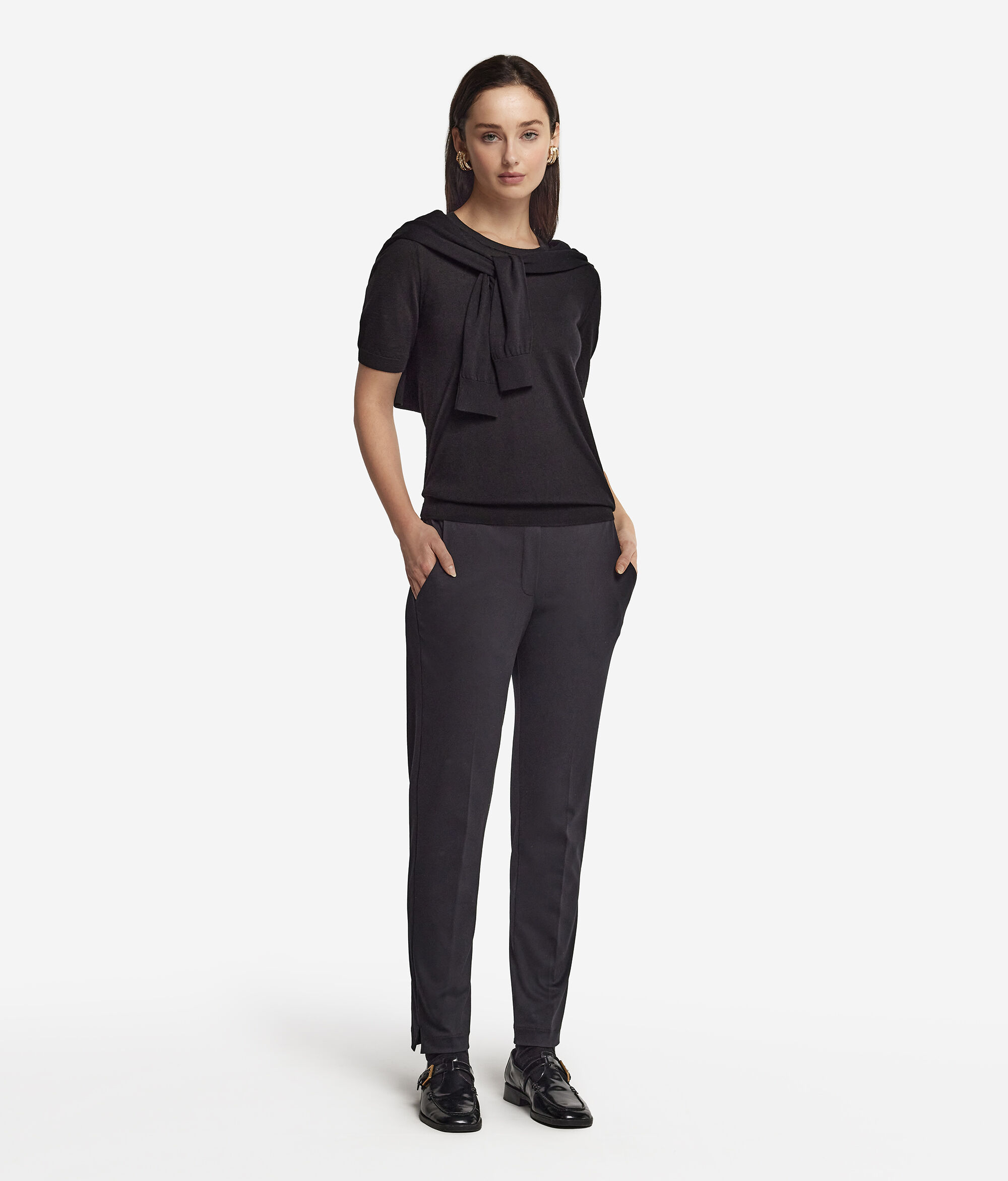 Short-Sleeved Round-Neck Ultrafine Cashmere Top