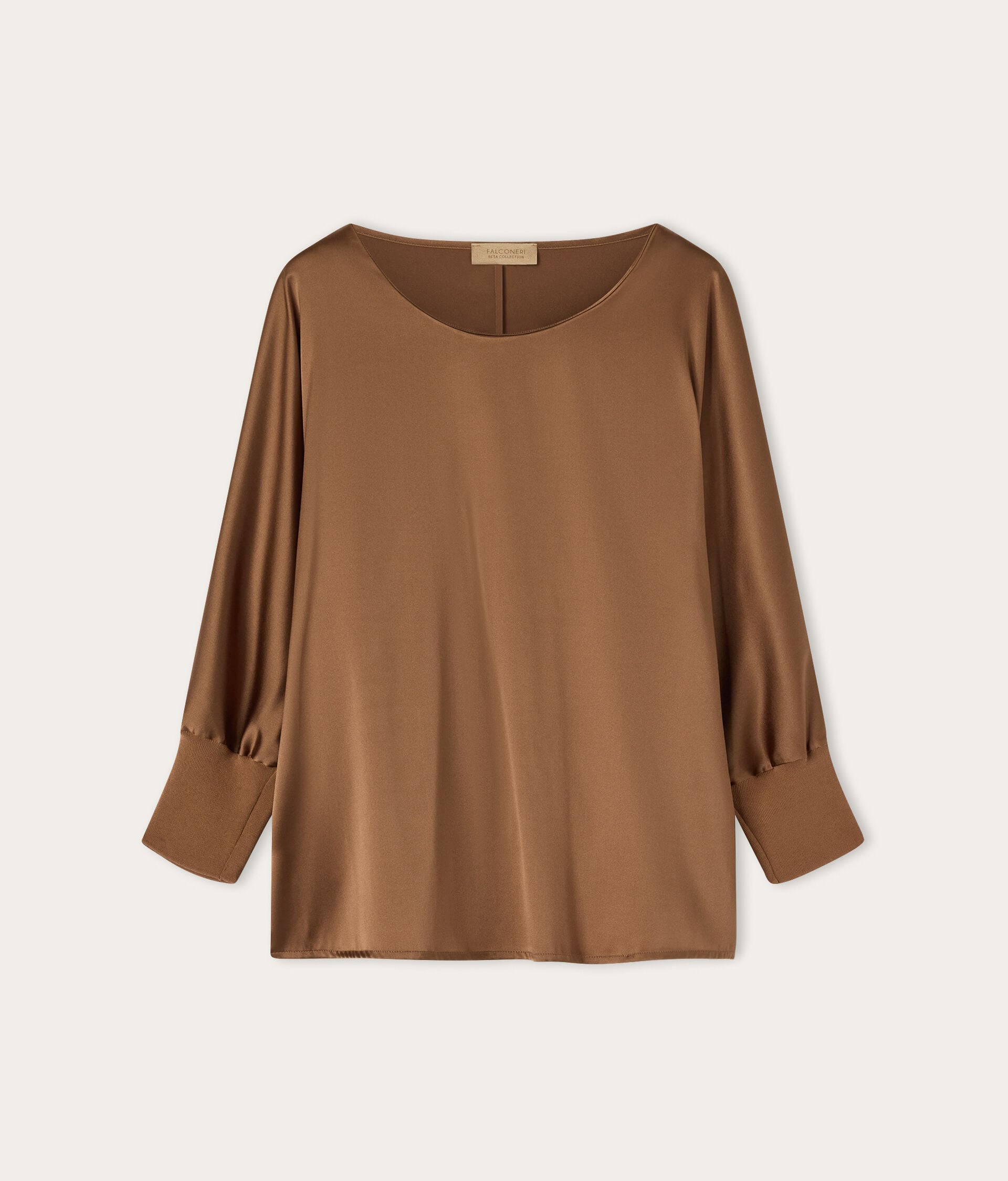 Round-Neck Silk Satin Jumper