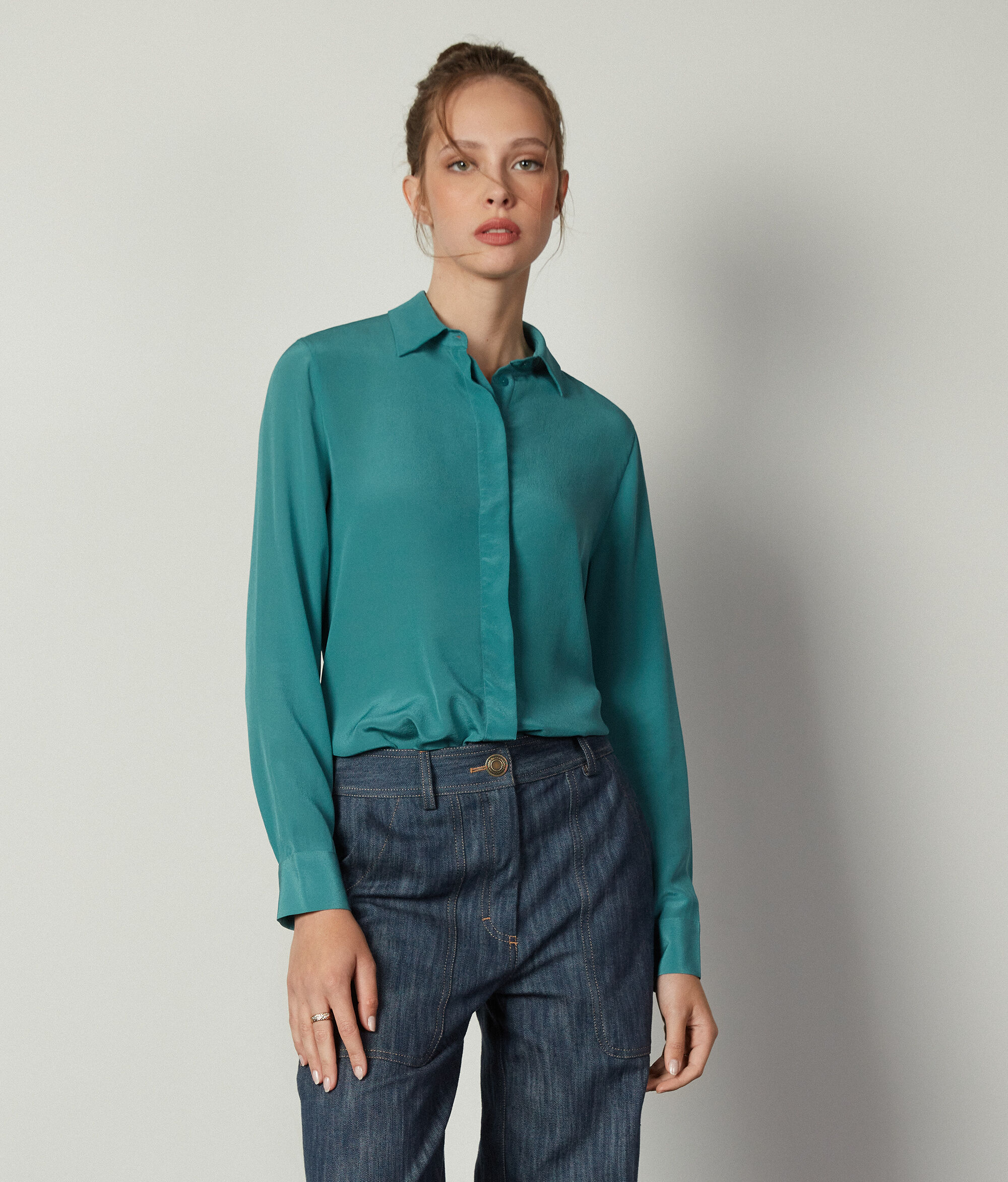 Silk Shirt with Collar