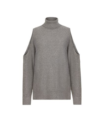Cut-out cashmere turtleneck with micro sequins - Sweaters | Falconeri