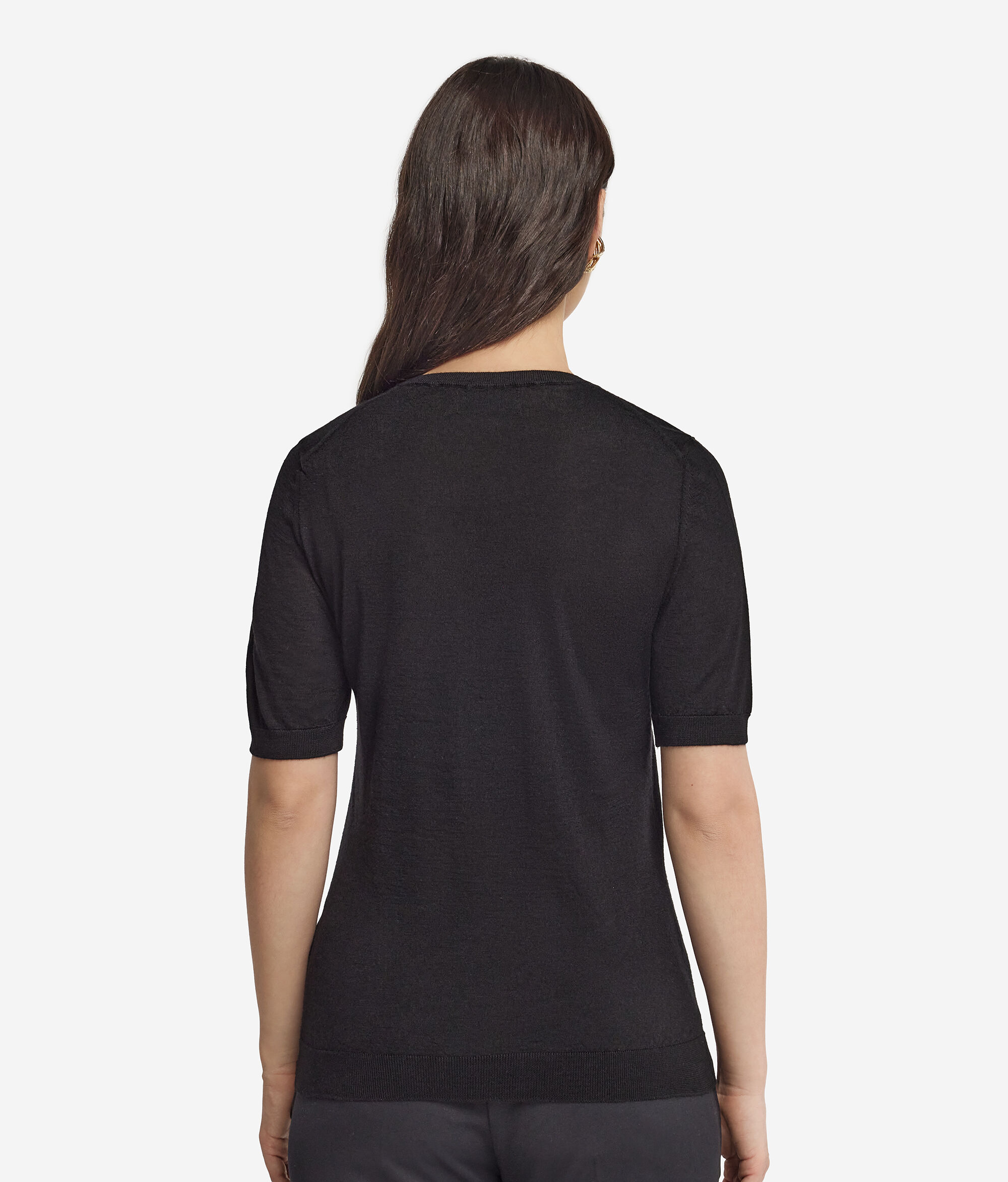Short-Sleeved Round-Neck Ultrafine Cashmere Top