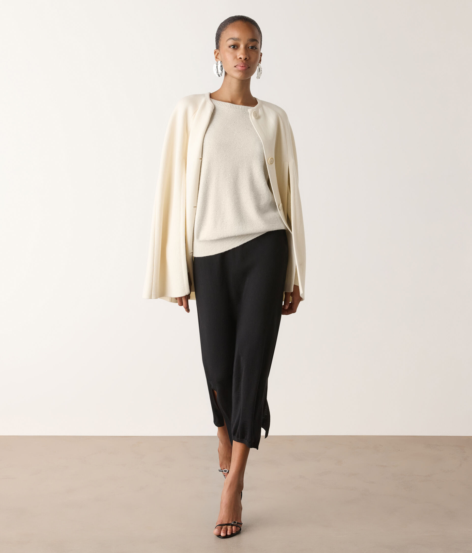 Cashmere crew neck with micro sequins