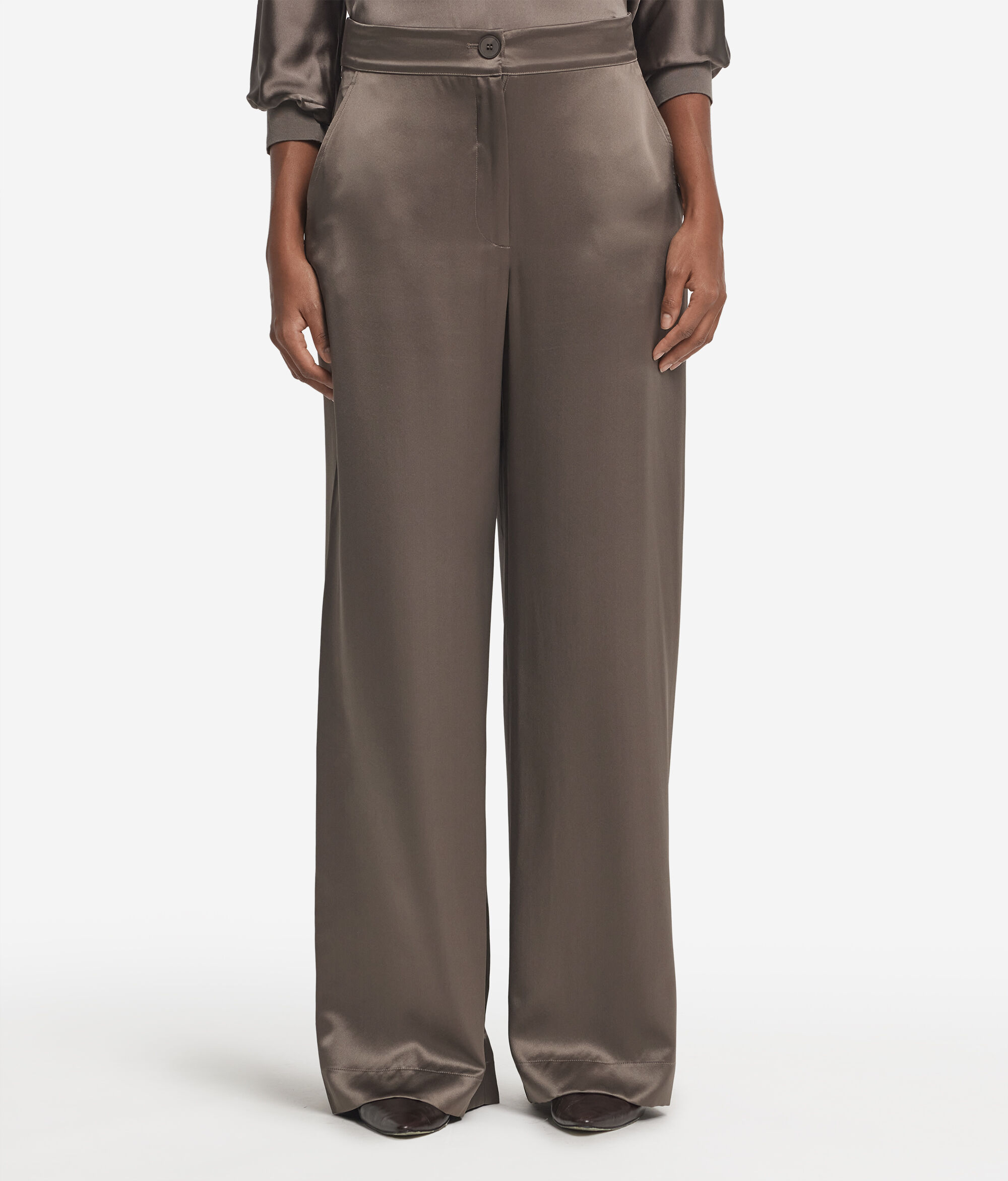 Pantalon large en satin de soie