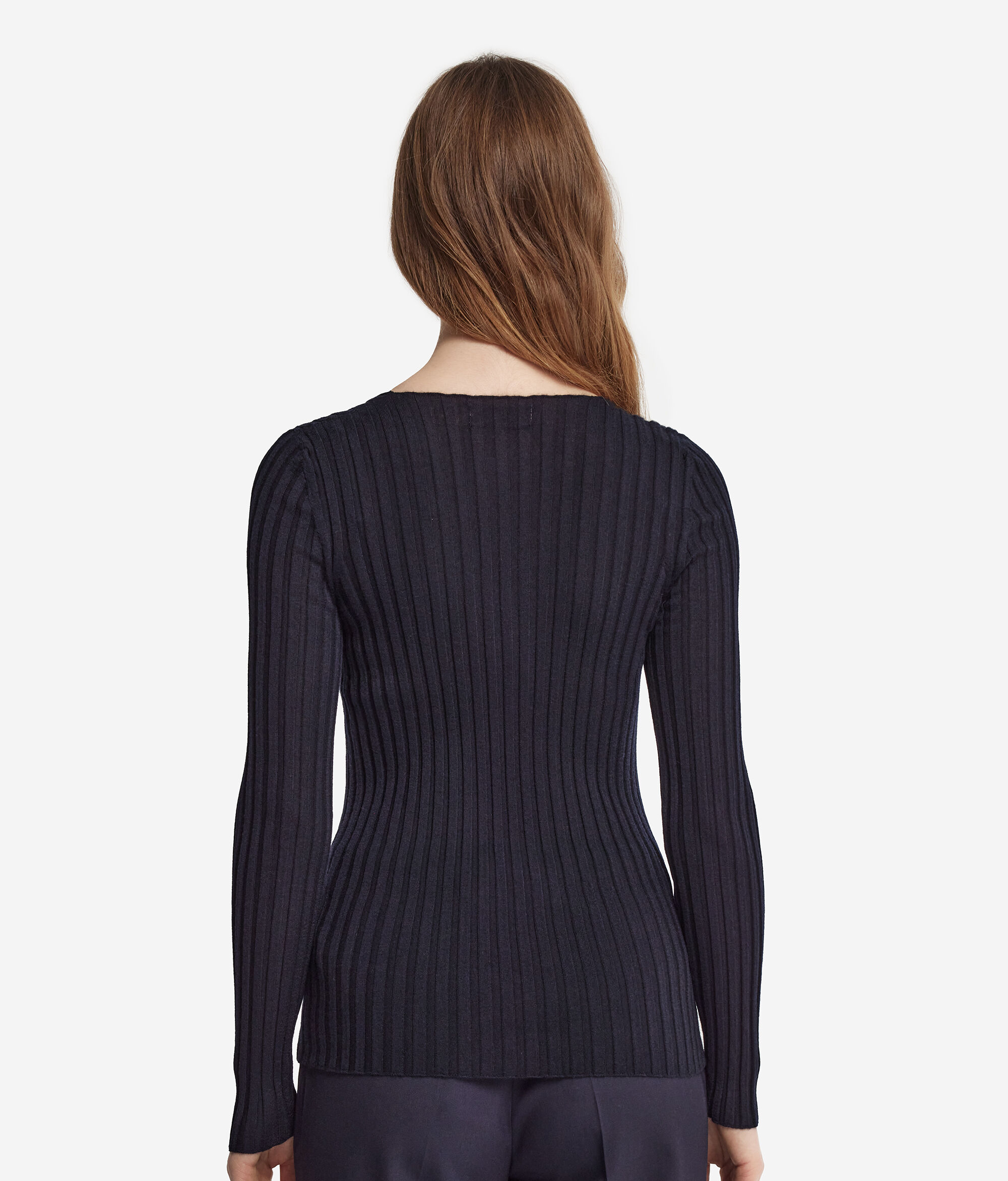 Maglia Scollo a V in Cashmere Ultrafine a costine