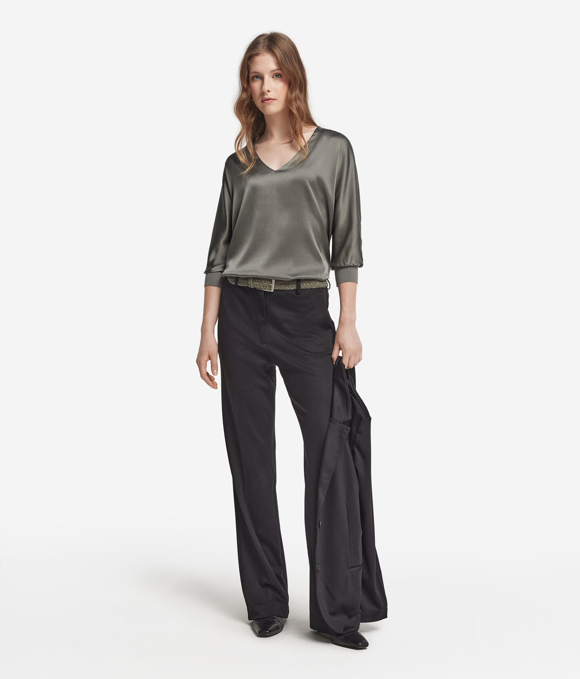 Blusa Scollo a V in Seta