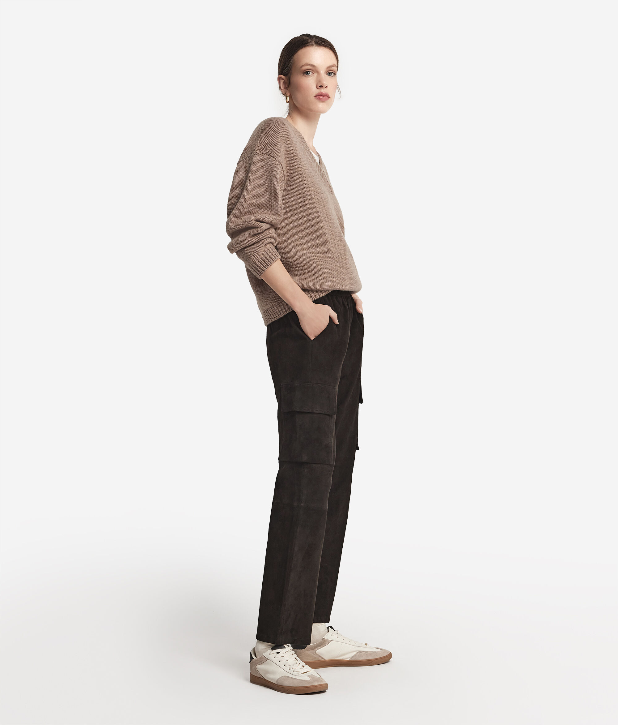 Suede Cargo Trousers