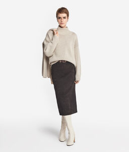 Maglia con collo a cratere in Cashmere Tricot - NUDE - DML481R_color_8176