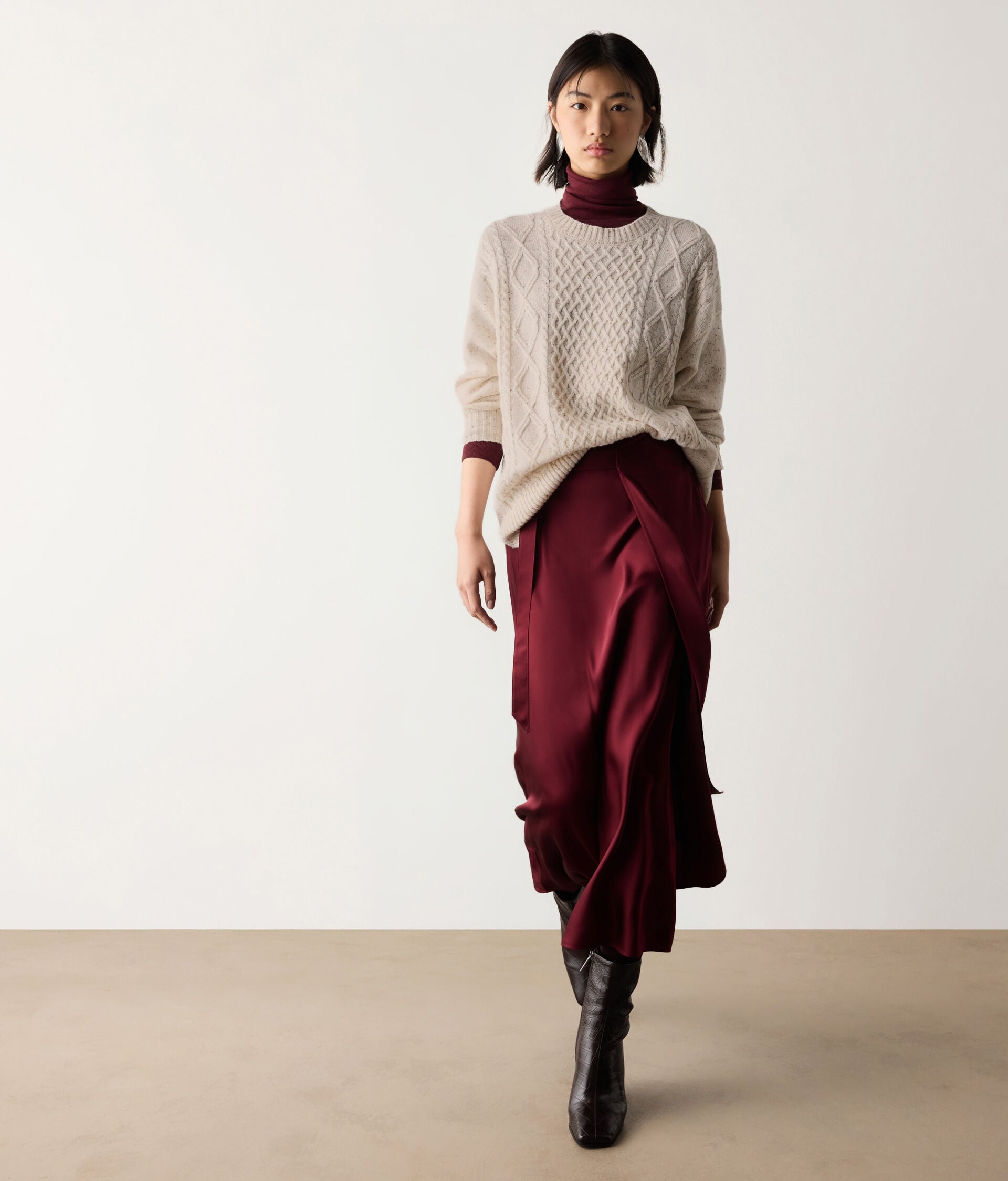 Pull à col rond en cachemire ultra-doux moucheté