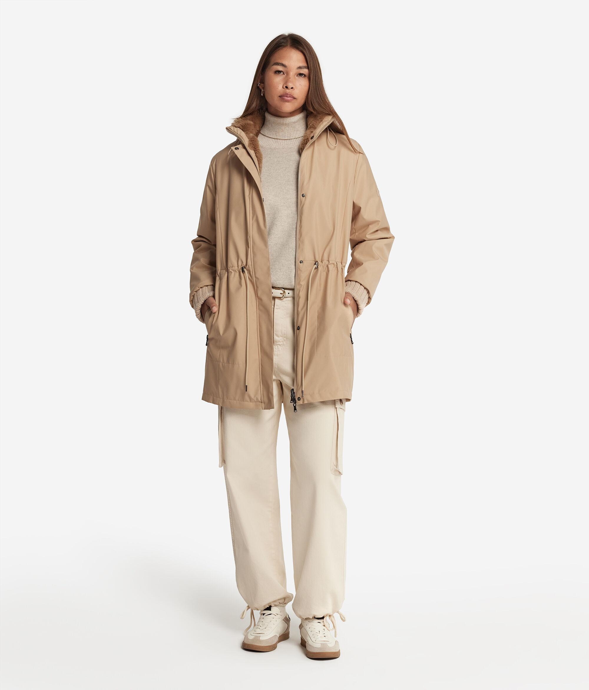 Kifordítható Technikai Kabát Nyúlszőrme Belsővel