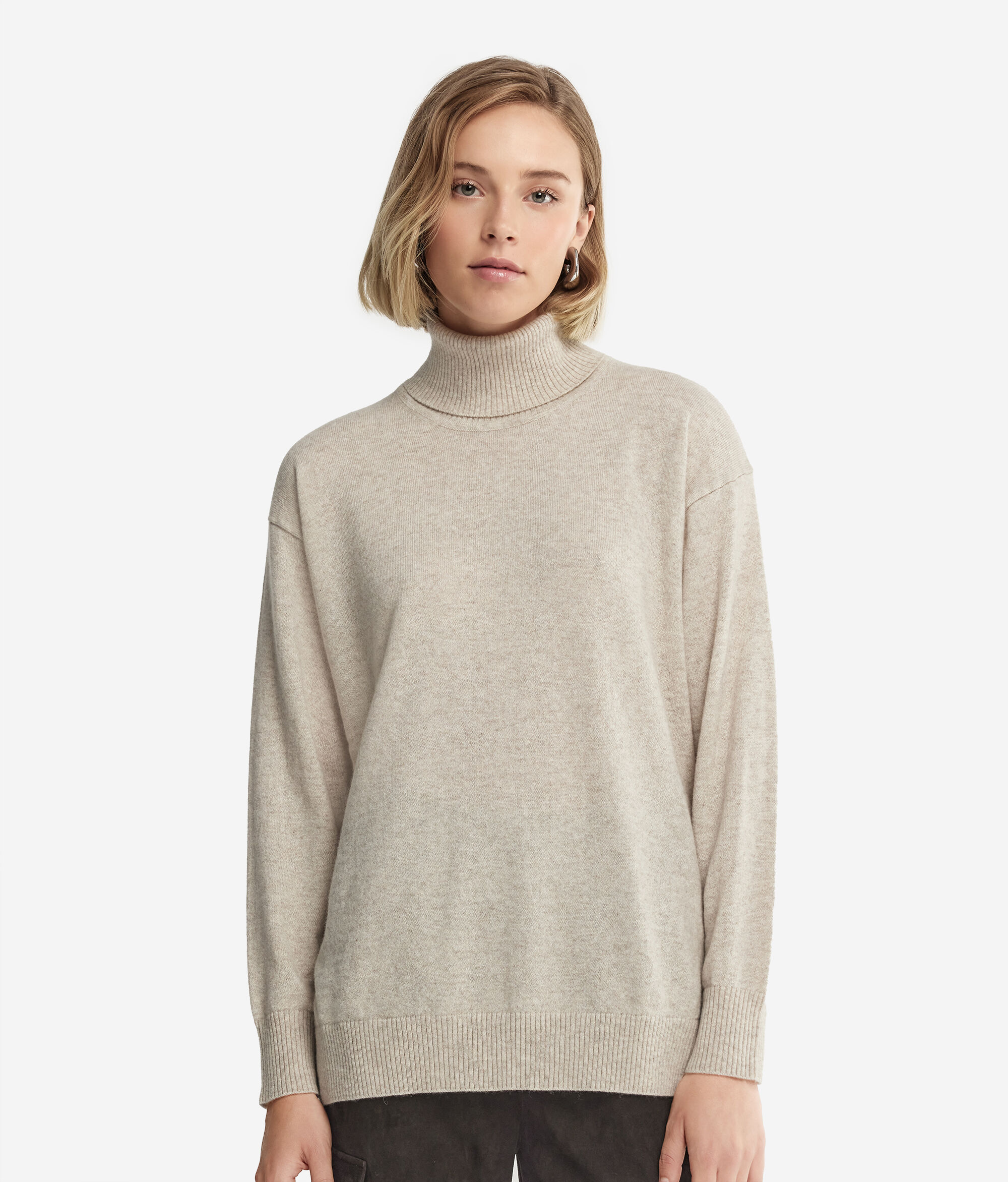 Ultrasoft Cashmere Turtleneck Sweater with Slits