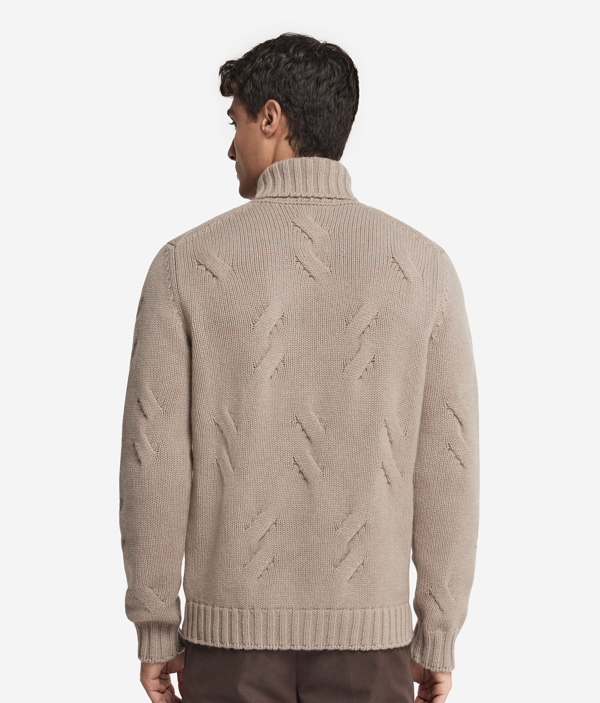 Ultrasoft Cashmere Cable-knit Motif Turtleneck Sweater | Falconeri