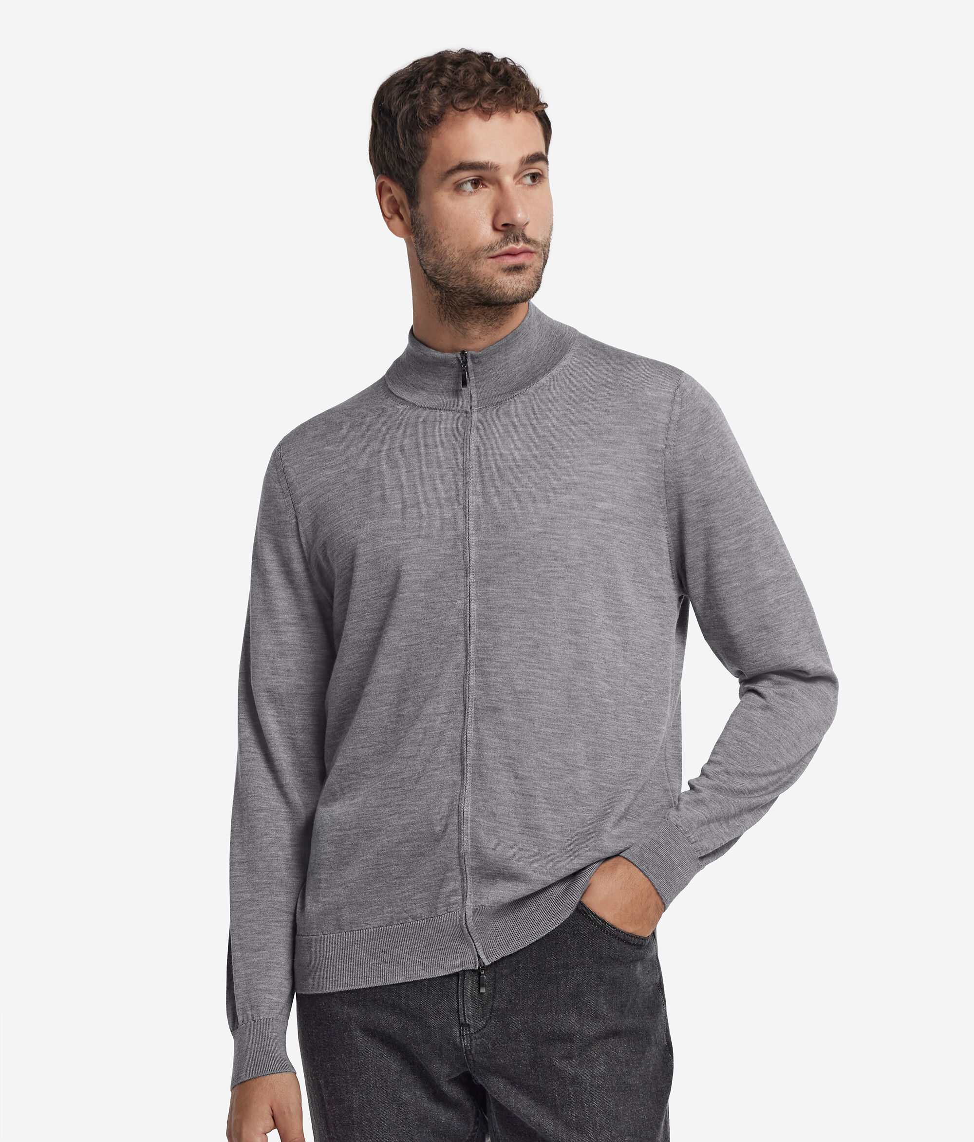 Cashmere Zip-Up Cardigan
