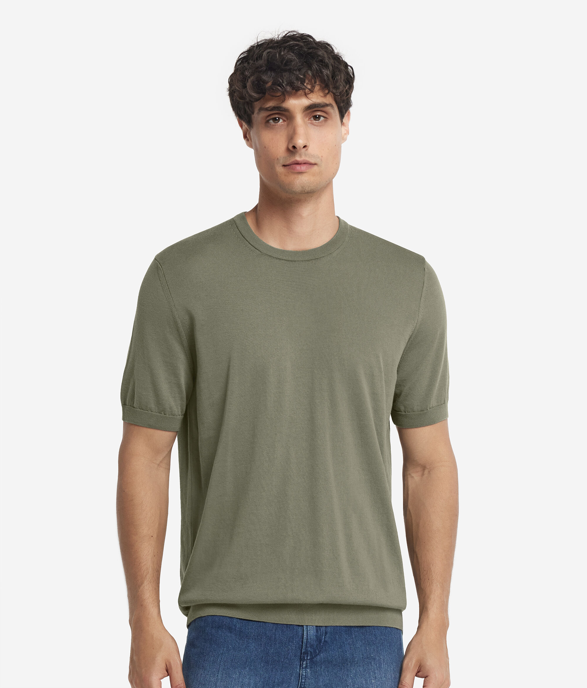 T-shirt à col rond et manches courtes en coton frais