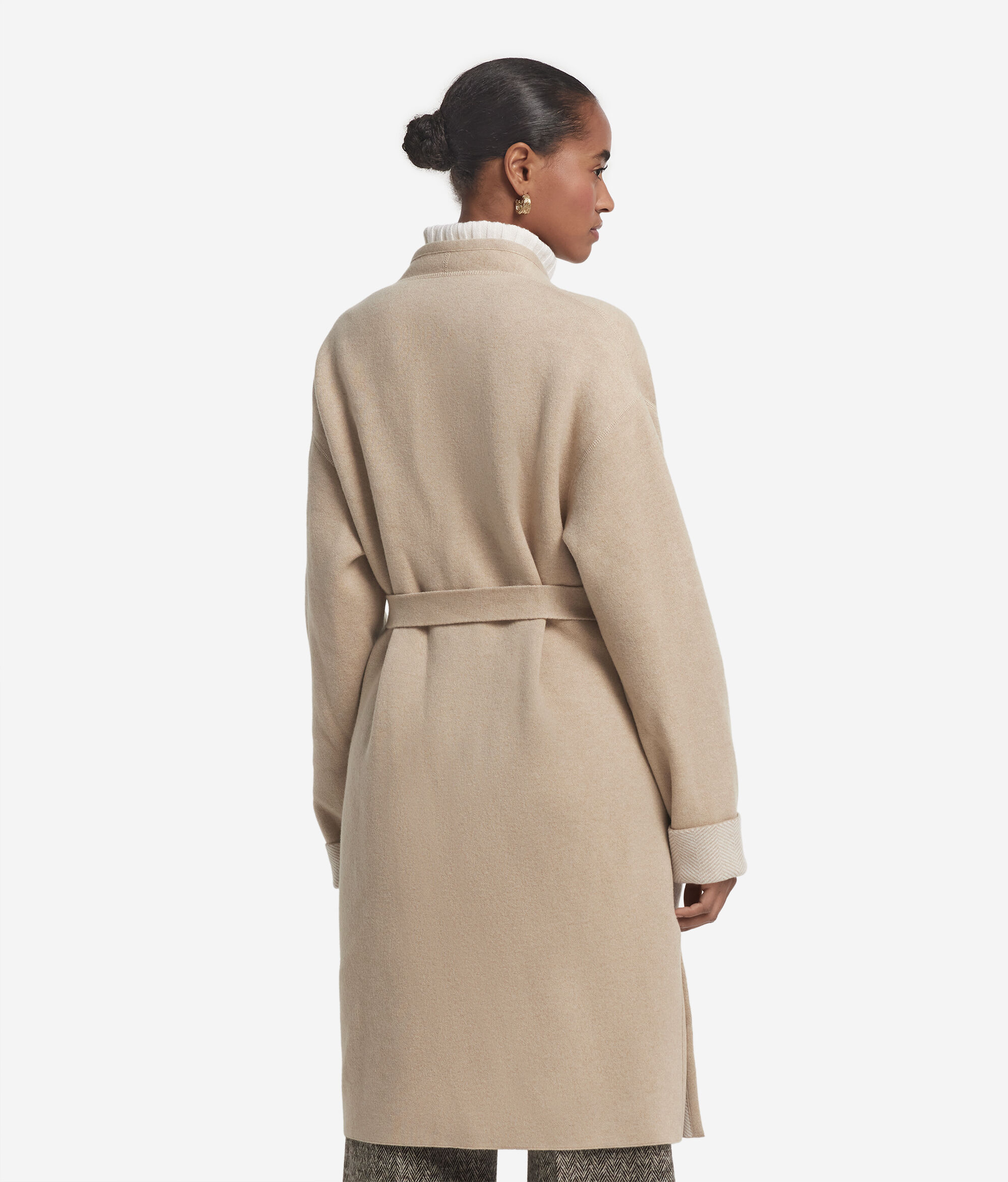 Manteau réversible en cachemire à chevrons
