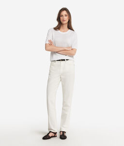 T-shirt girocollo lino e cotone - WHITE