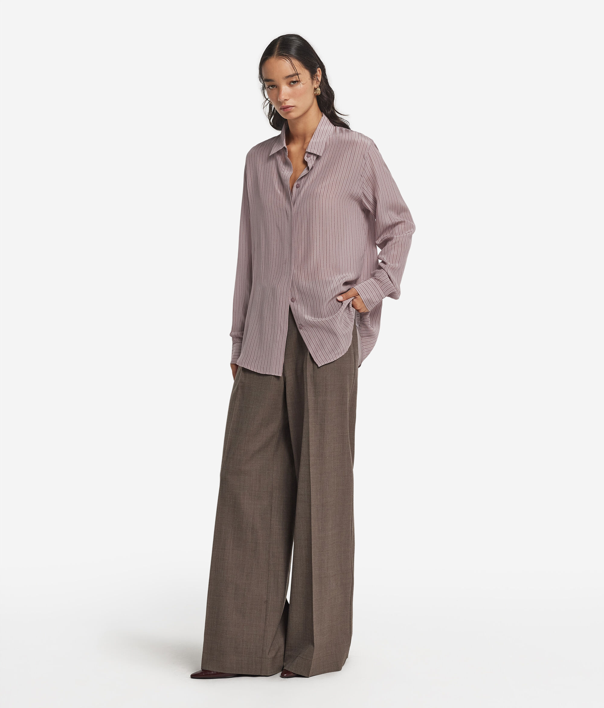 Chemise avec col en soie imprimée