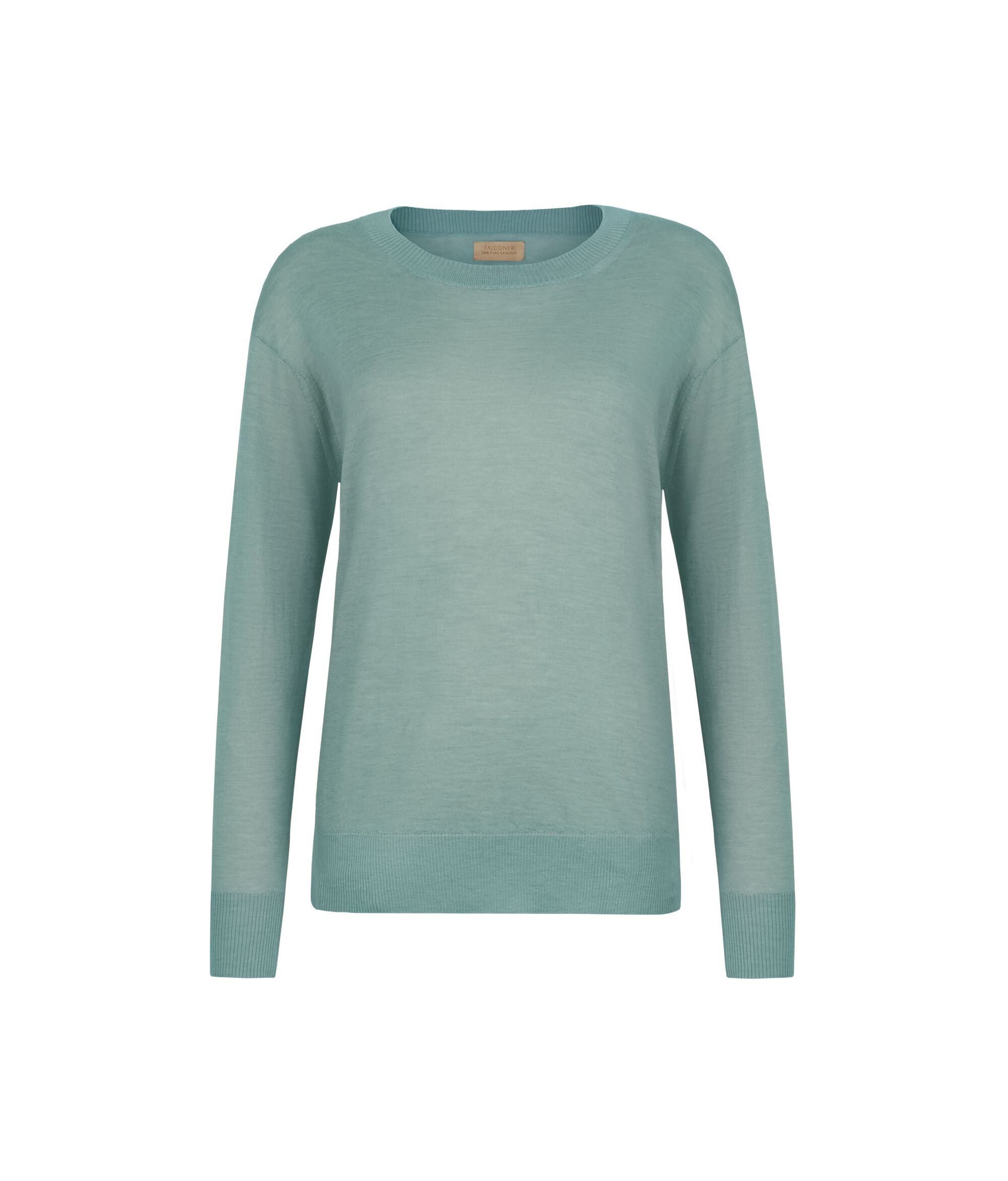 Kaszmirowy sweter z okrągłym dekoltem i rozcięciami